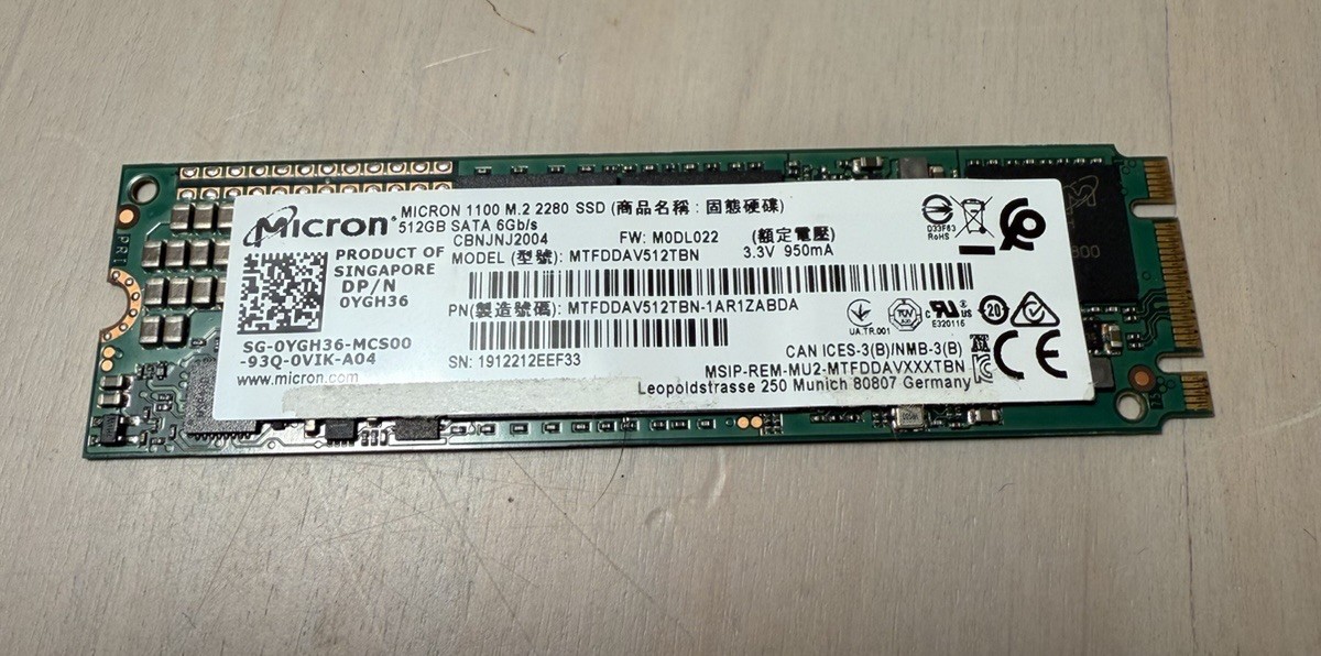 Micron 1100 512GB M.2 2280 SATA III SSD MTFDDAV512TBN
