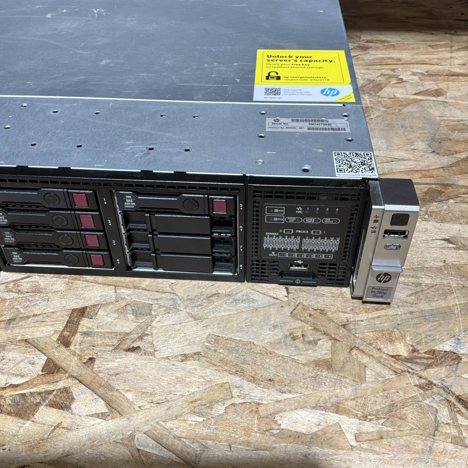 HP Proliant DL380p G8 2x E5-2640 v2 2.5ghz 20-Cores / 48gb 5x 600GB HD C307