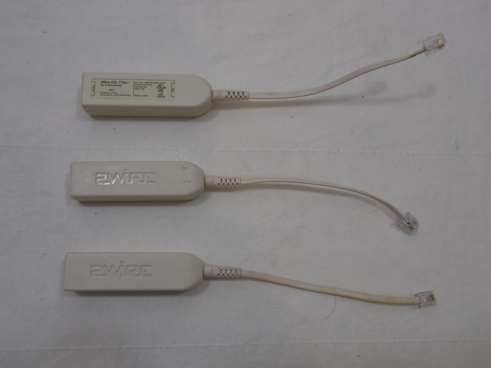 Lot of 3 DSL Phone Line Filter Adapter Jack 2-Line Phones LFT 4-2 2-Wire RJ-11