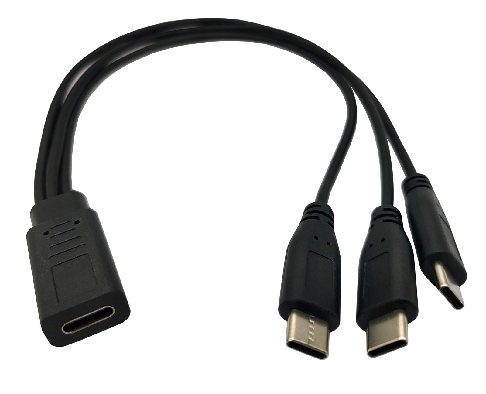 Qaoquda USB C Splitter Charge Cable,1 Feet USB-C Female to 3 x Type C black