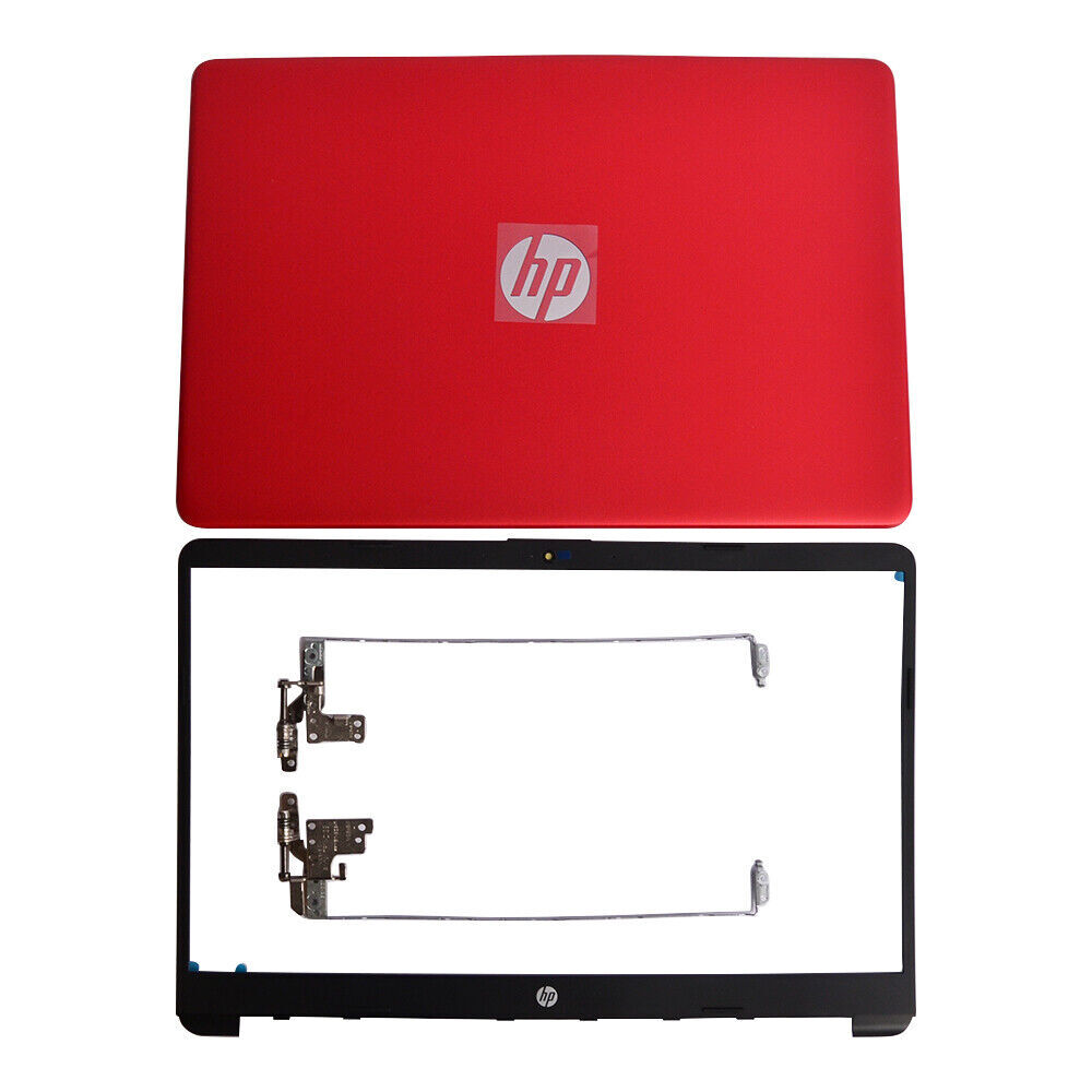 For HP 15-dw0081wm 15-dw0083wm 15-dw0000 Top Back Cover Lid & Hinges &Bezel Red