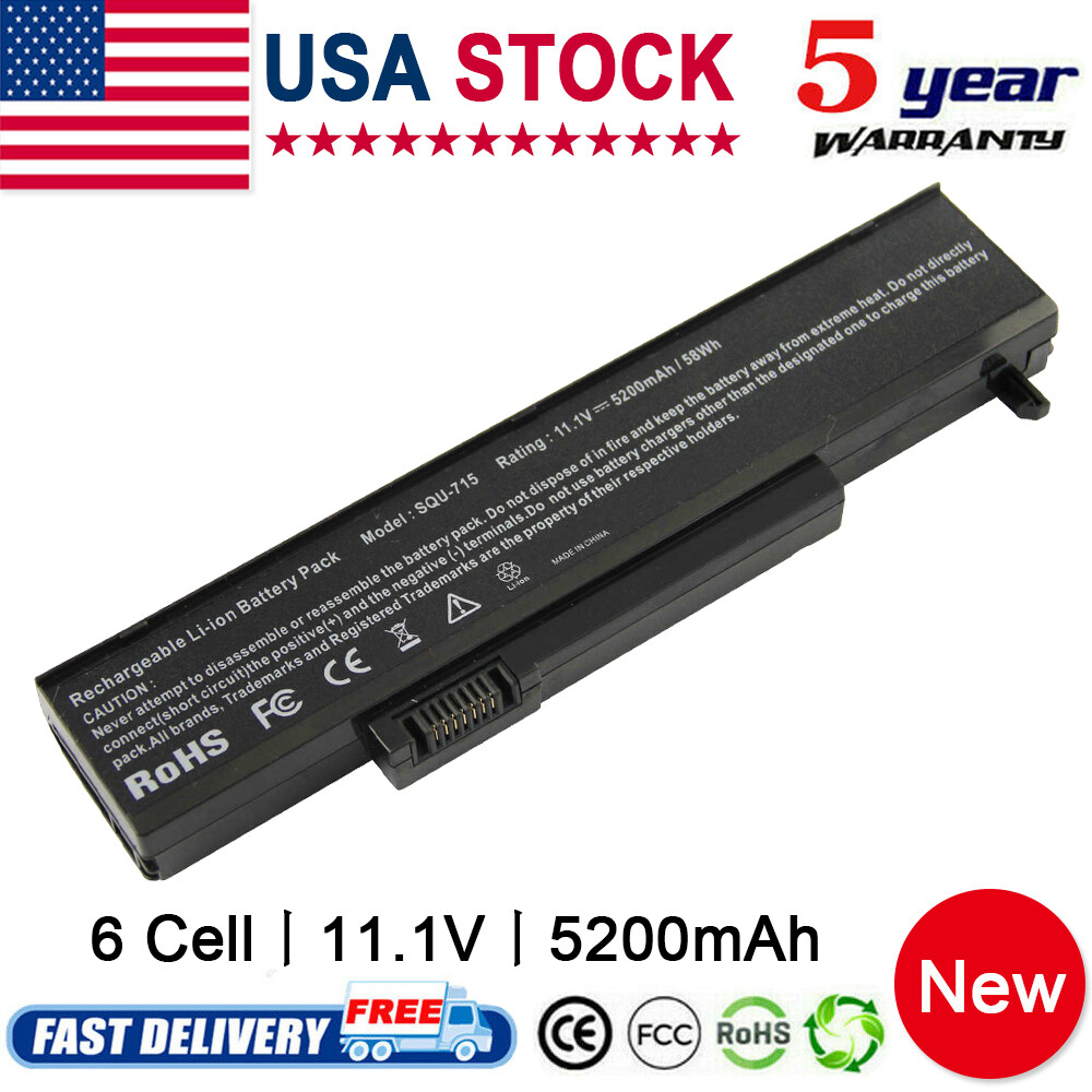 Replacement Laptop Battery for Gateway SQU-715 – 11.1V 6 Cell 5200mAh