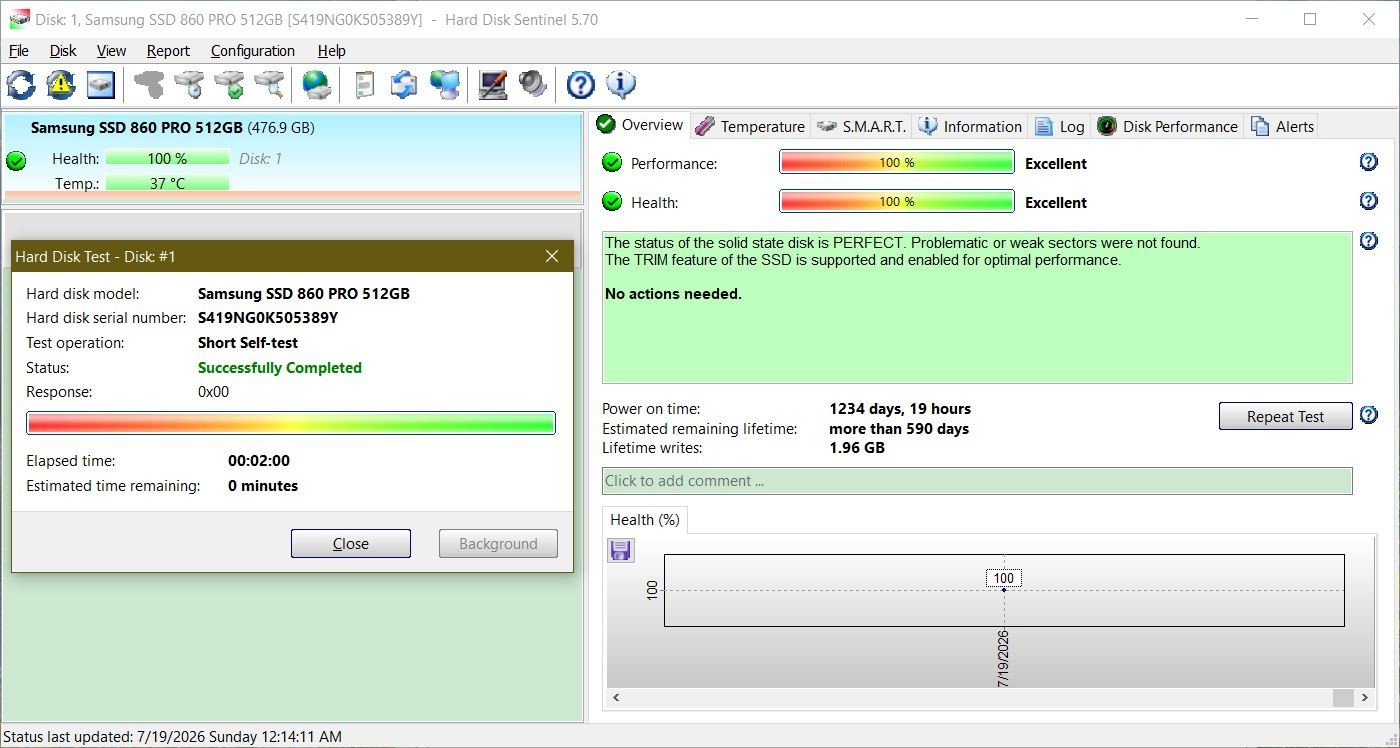 *Low Writes* Samsung 860 Pro 512GB 3D V-NAND SSD (MZ-76P512) 6Gb/s 2.5″ 7mm