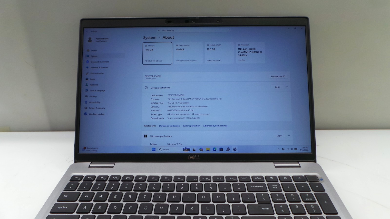 Dell Latitude 5520 15.6″ | i7-1185G7 3.00GHz | 16GB RAM 512GB NVMe | WIN 11 PRO