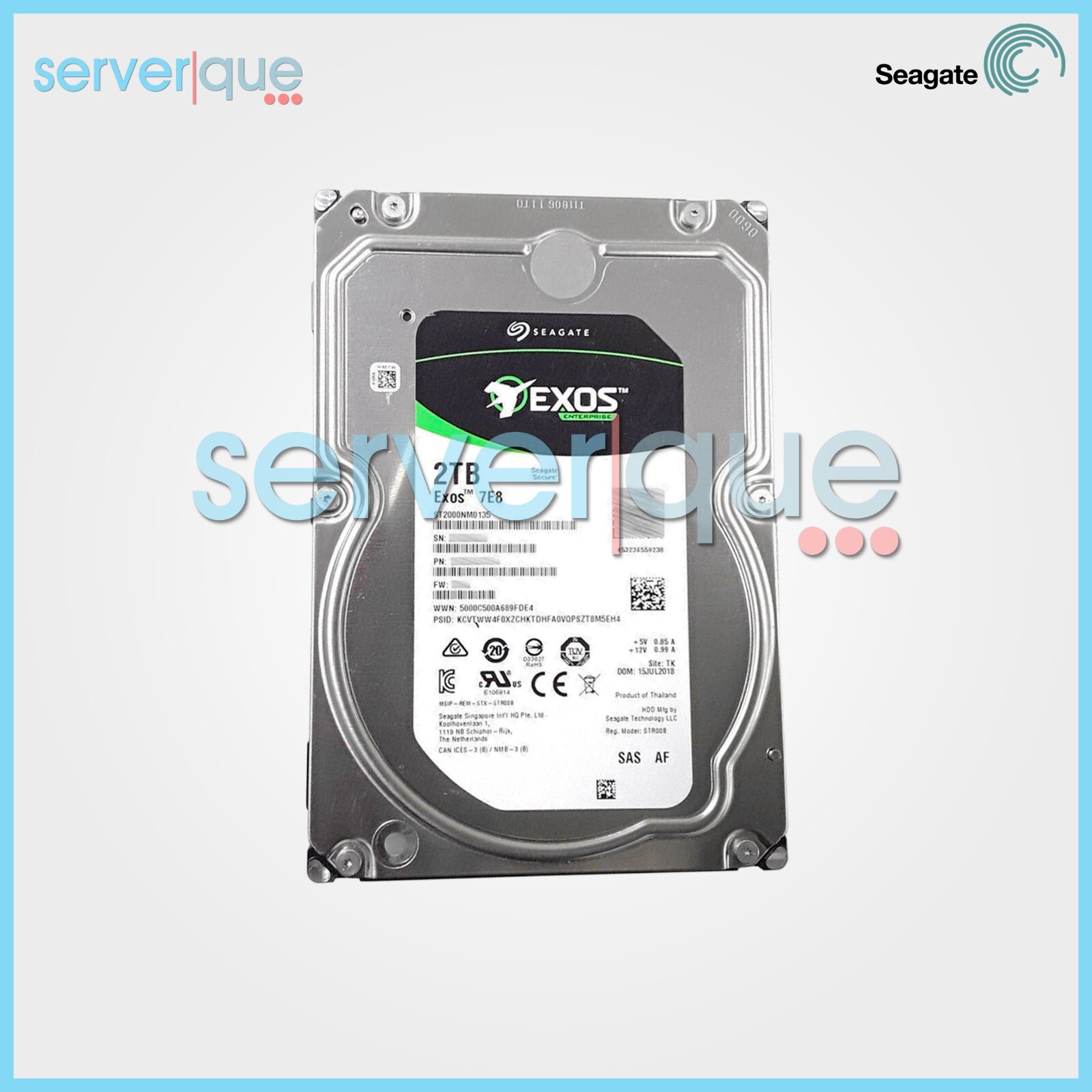 ST2000NM0135 Seagate Exos 7E8 2TB 7.2K RPM SAS 12Gbps 3.5″ 128MB Internal HDD