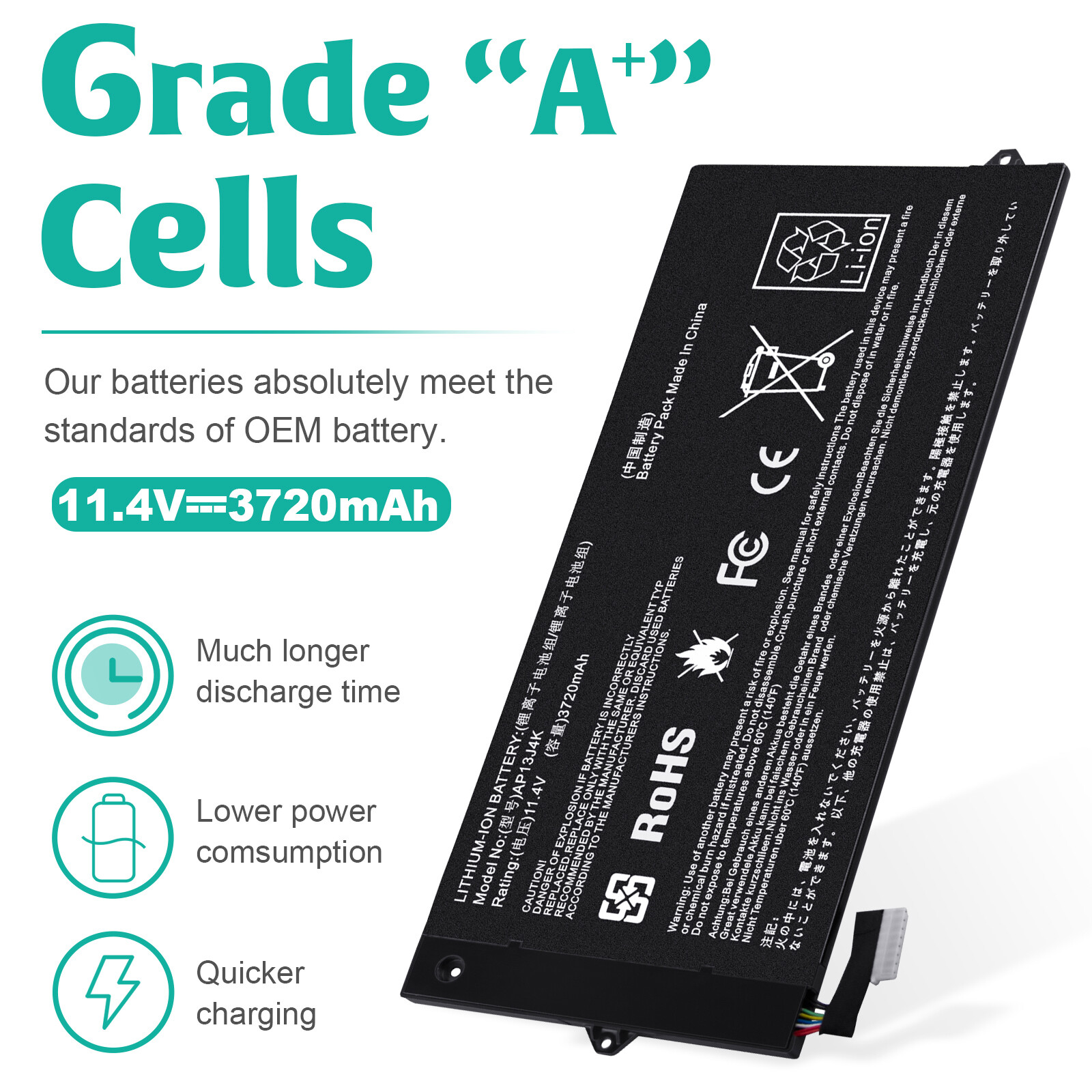 AP13J3K AP13J4K Laptop Battery for Acer Chromebook 11.6″ C720 C740 C720-2848 14