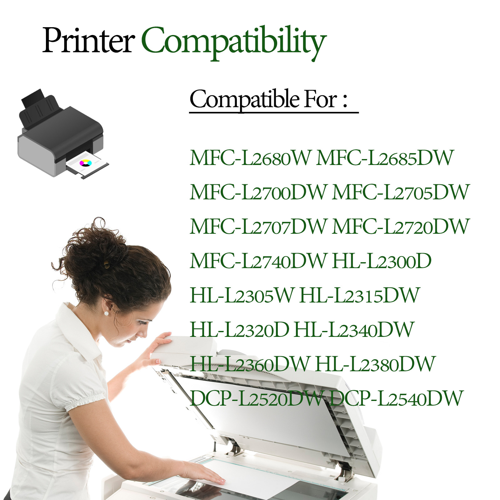 1PK High Yield TN660/TN630 Toner for Brother HL-L2380DW MFC-L2700DW Black