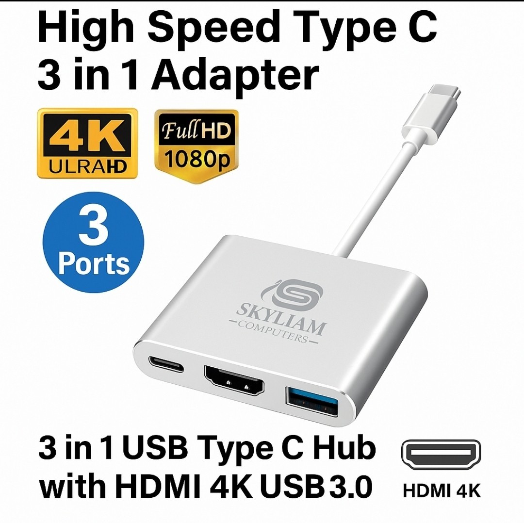High Speed Type C 3 in 1 Adapter 3 in 1 USB Type C Hub with HDMI 4K USB3.0