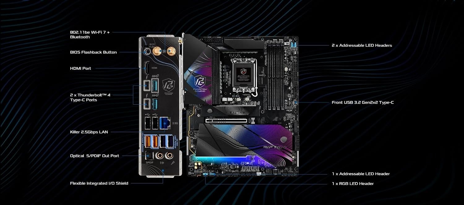 ASRock Phantom Gaming Z890 Riptide WiFi 7 Intel LGA1851 DDR5 ATX Motherboard NEW