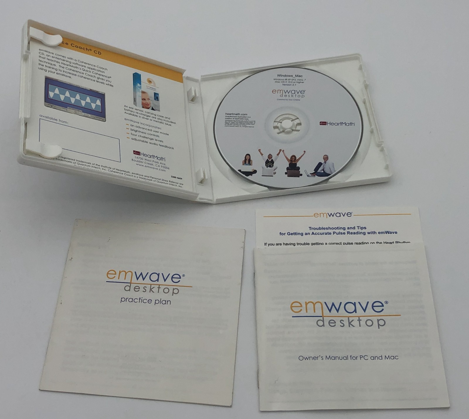 Heartmath EmWave Desktop (PC Or Mac) Software CD Owner Manual/Practice Plan Book