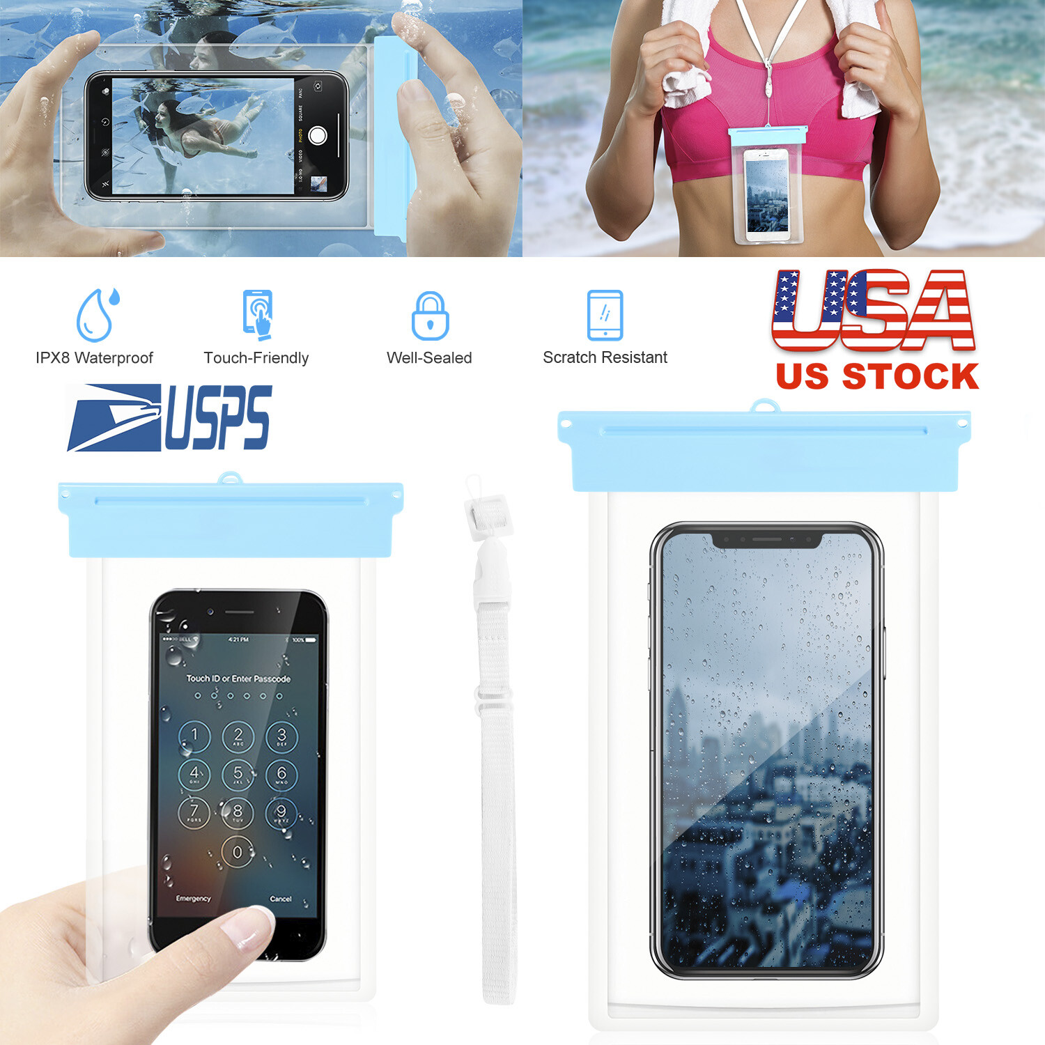 Waterproof Underwater Pouch Dry Bag Case Cover For Smartphone iPad Tablet 3 Size