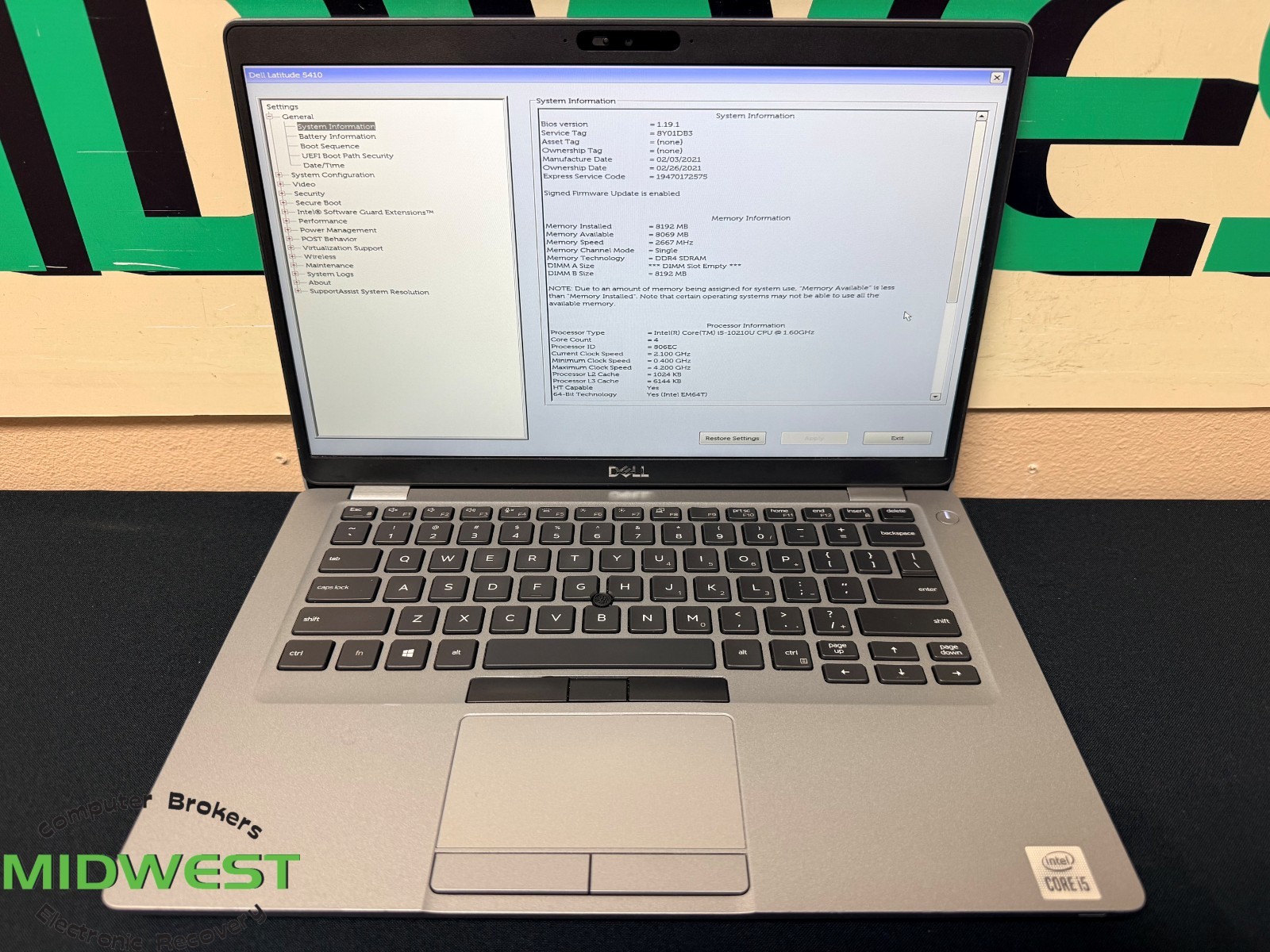 Dell Latitude 5410 i5-10210U 1.6GHz 8GB 256GB SSD
