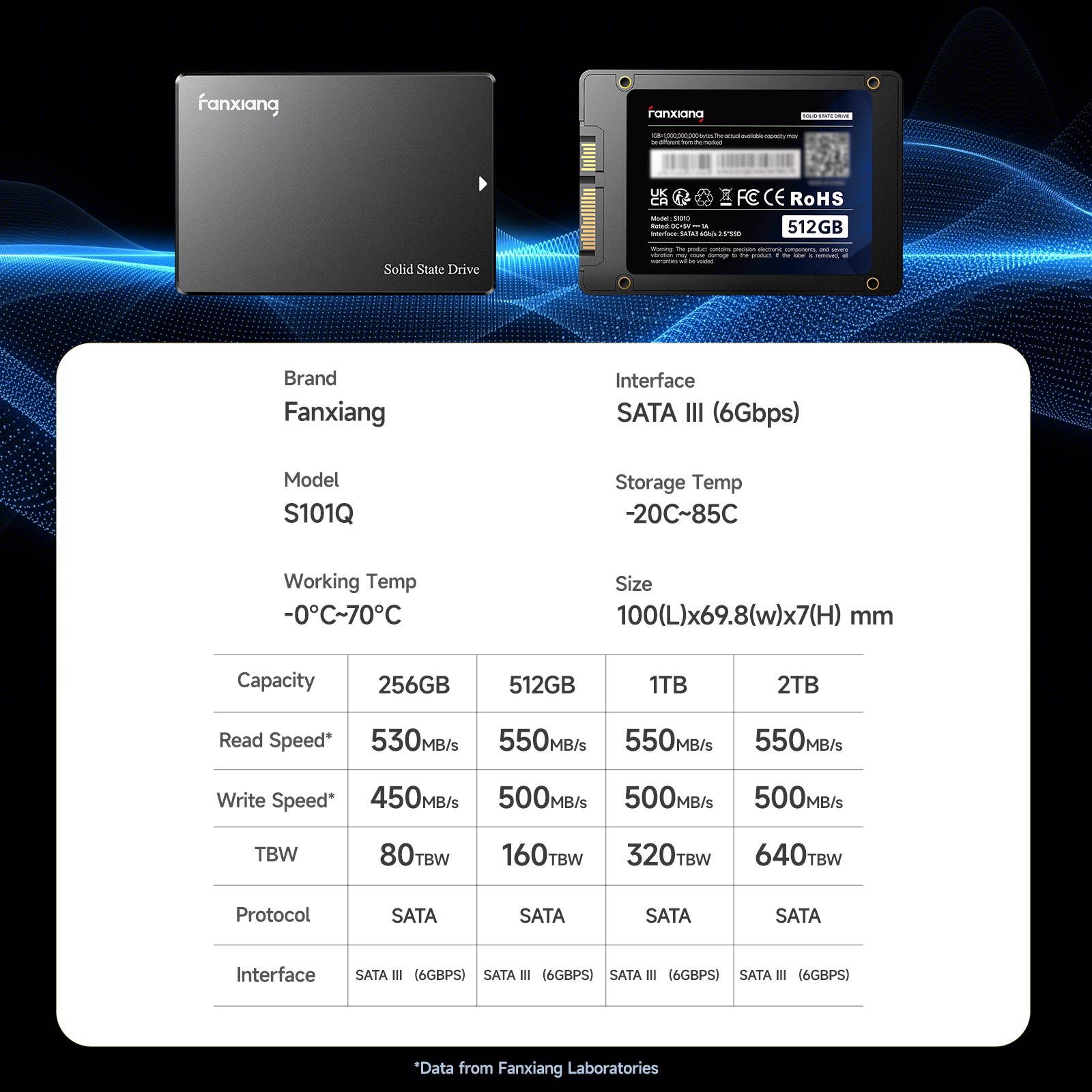 Fanxiang 512GB 2.5” SATA III SSD 560MB/s Internal Solid State Drive For Mac PC