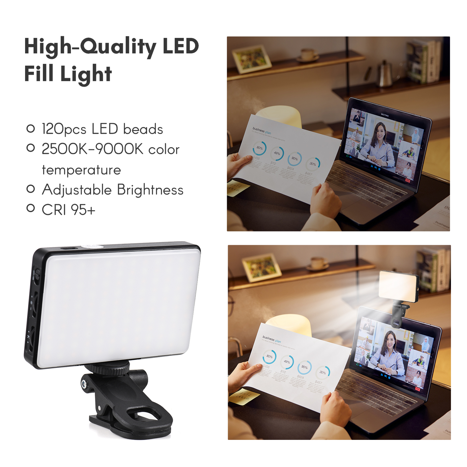 Pocket Clip-on LED Video Light Computer Tablet for Phone Video Conference Q9K3