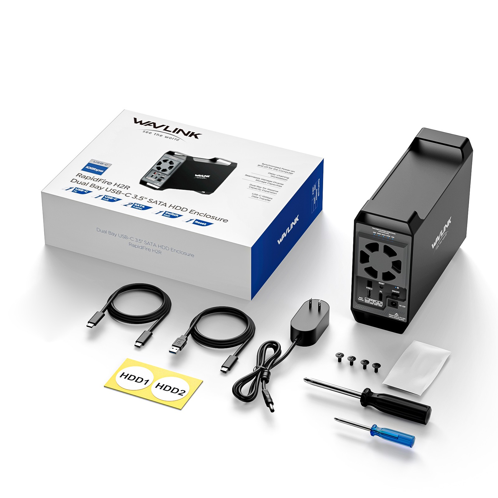 Hard Drive Enclosure 3.5″/2.5” SATA HDD/SSD Dock USB-C/A SATA RAID 44TB/32TB