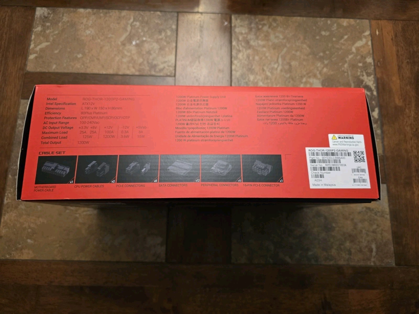 BOX ONLY…ASUS ROG Thor 1200W Platinum II ROG-THOR-1200P2-GAMING