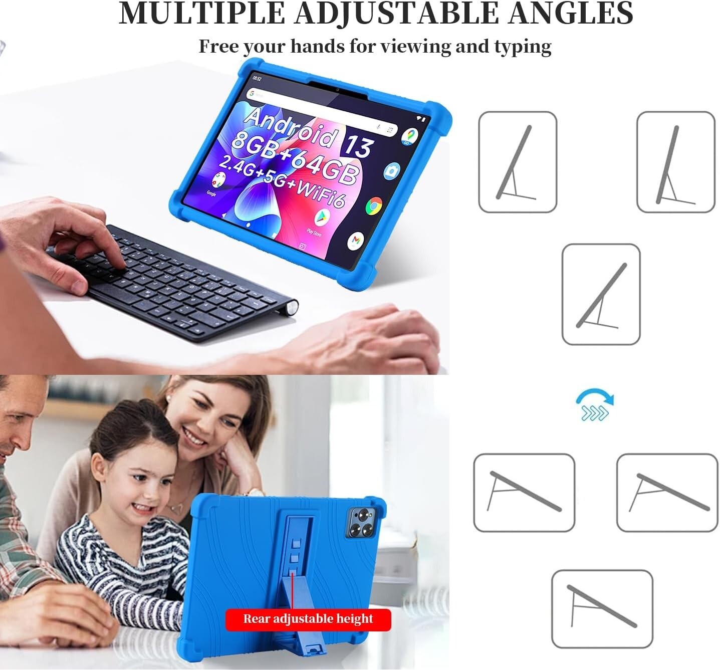 Universal 11 Inch Tablet Case with Multi-Viewing Stand Silicone 11″ Tablet Cover