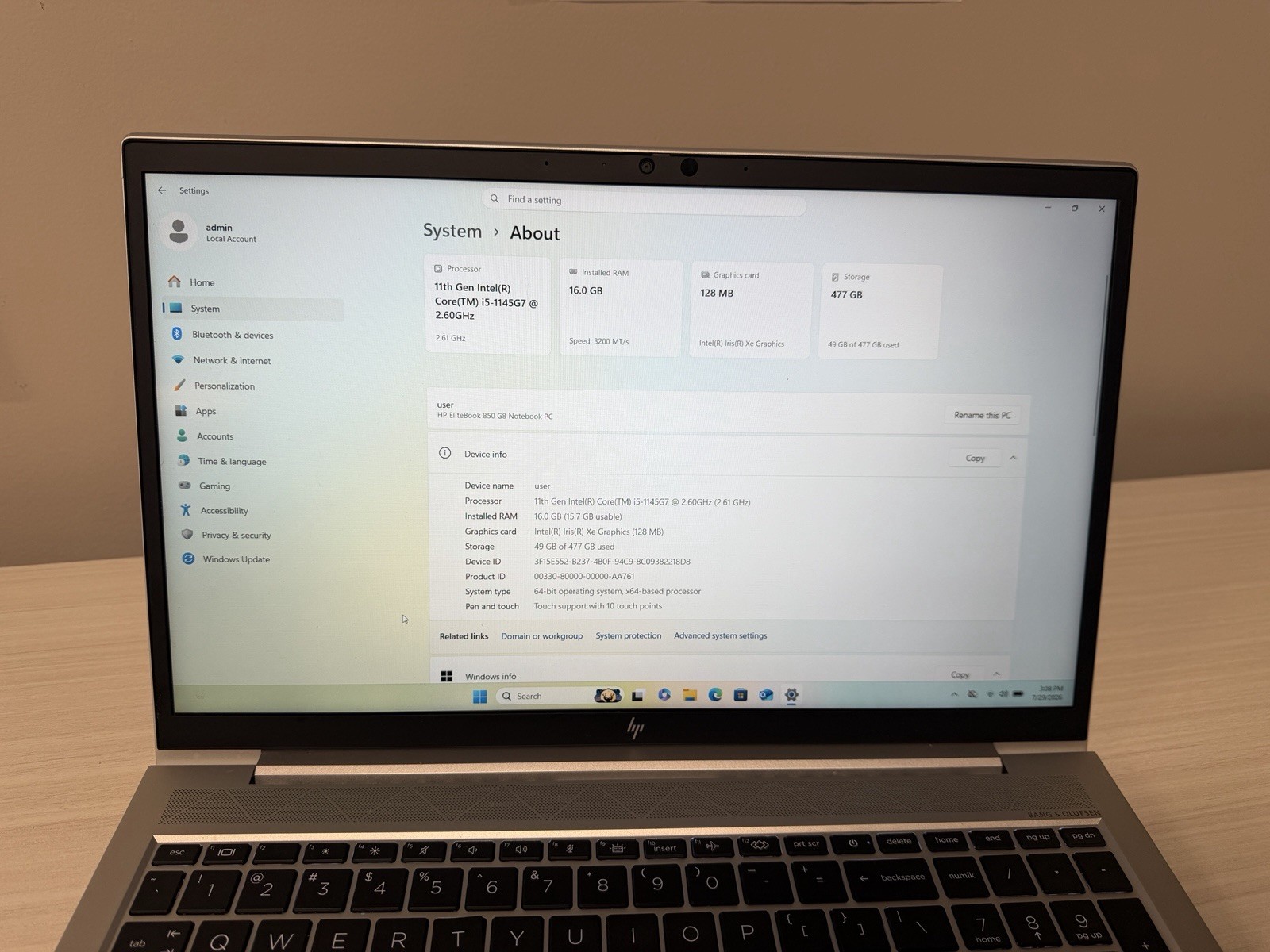 ✅ HP EliteBook 850 G8 15″ TOUCH ✅ i5-1145G7 11th GEN ✅ 16GB RAM ✅ 512GB SSD W11P