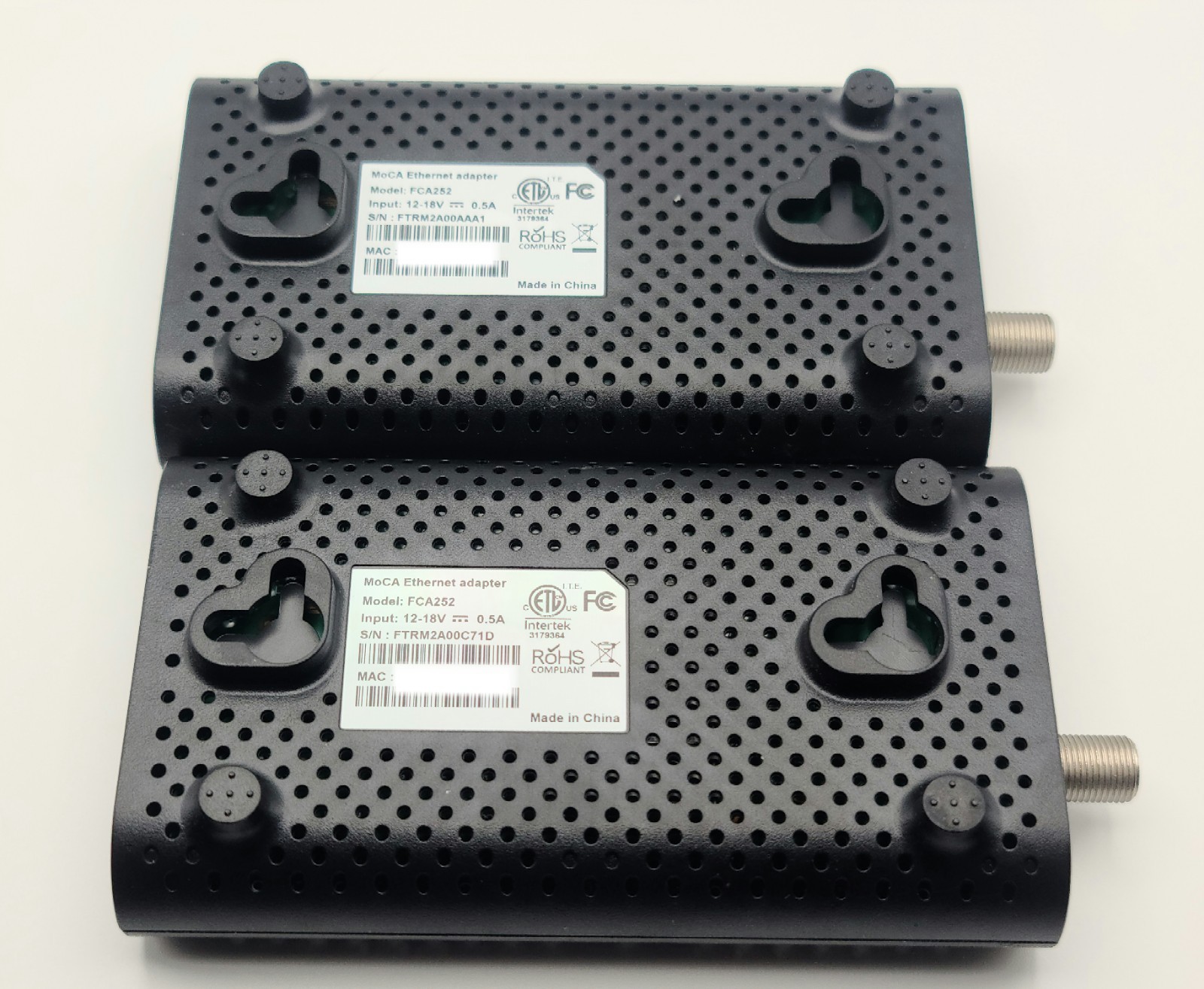 2 PACK – FRONTIER FCA252 MoCa 2.5 Ethernet Network Adapter – NO POWER SUPPLY –