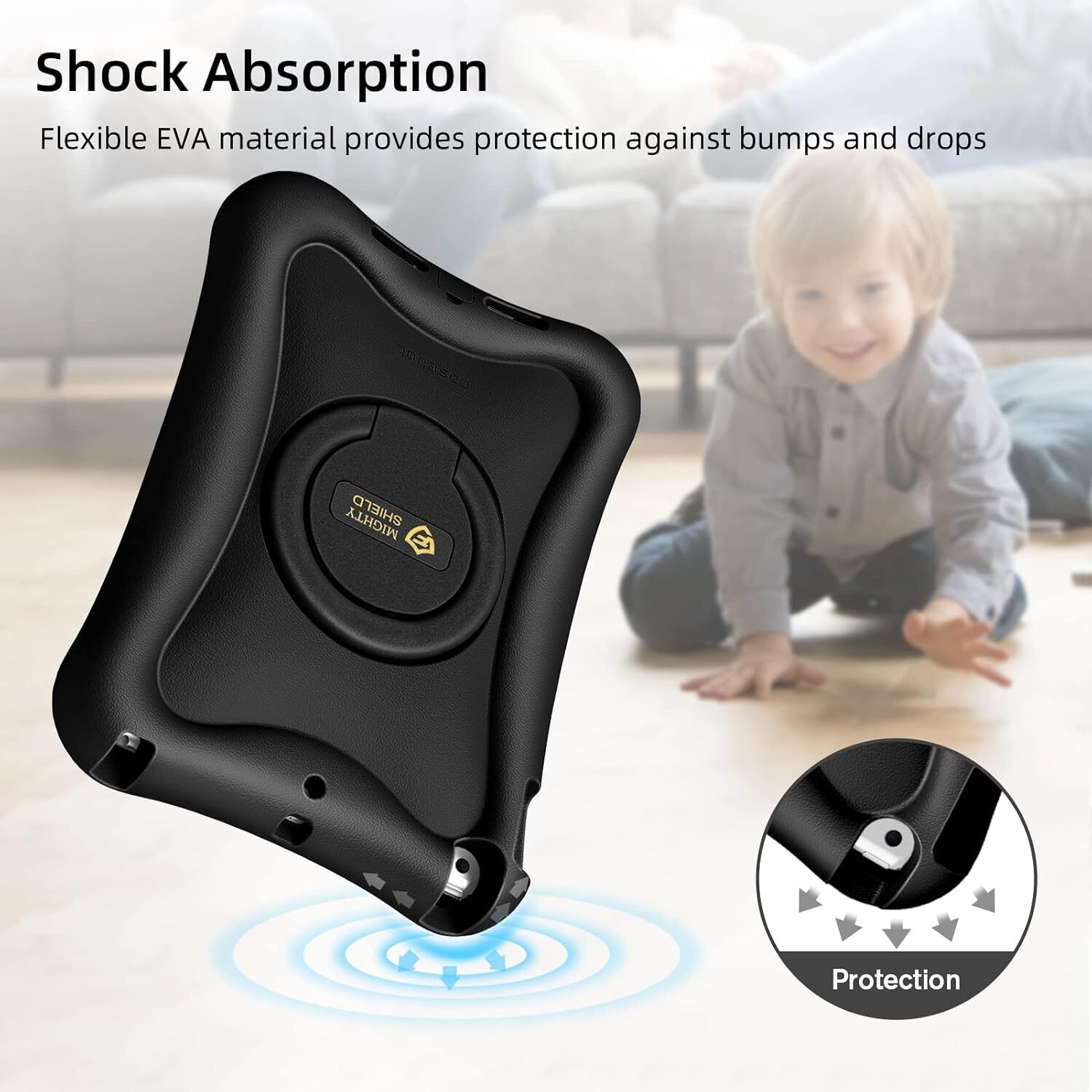 For iPad 9th/8th/7th Gen Rotating Stand Case Rugged Cover with Screen Protector