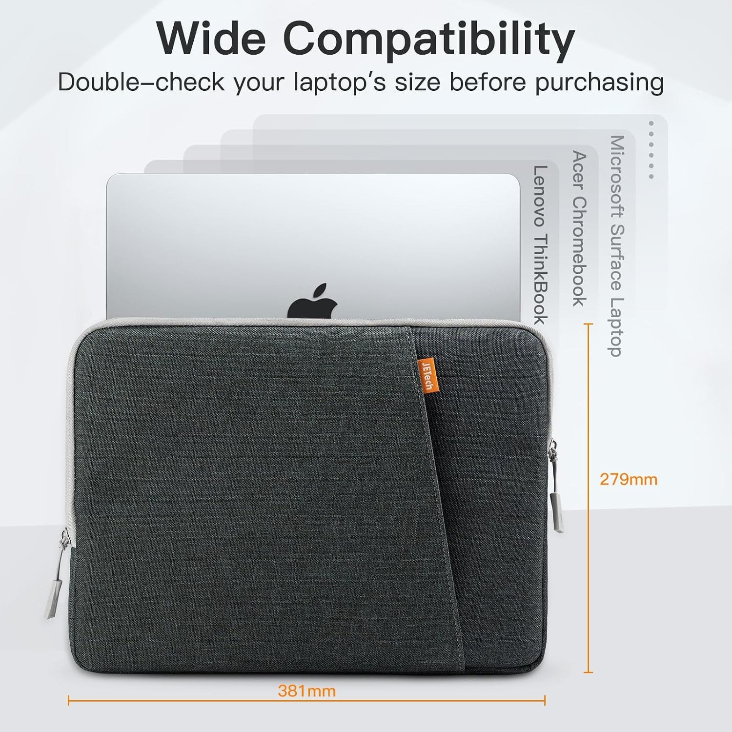 Sleeve for 15-16 Inch Devices, Dark Grey | Water-Resistant, Shock-Absorbing Padd