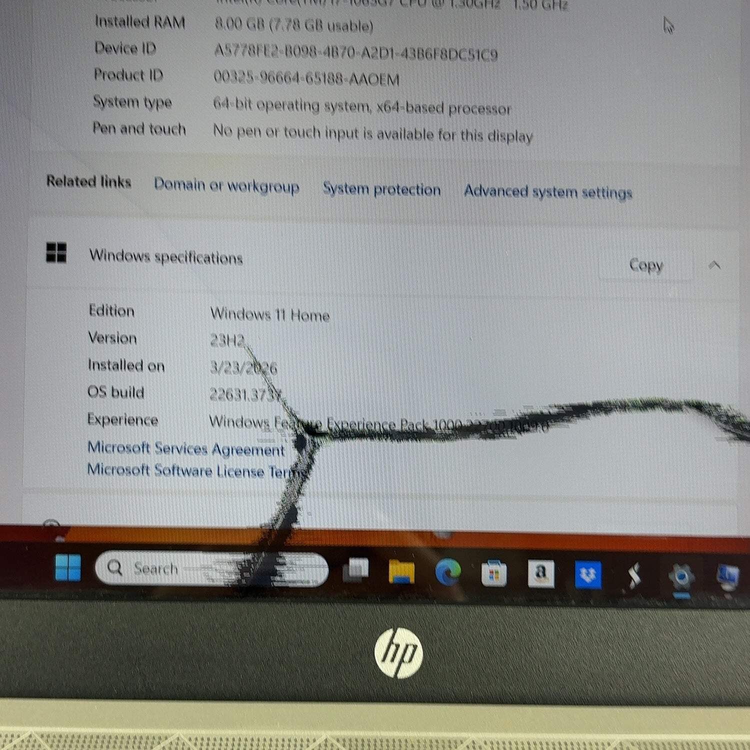 Broken HP Pavilion 15-CS3067ST 15.6″ i7-10510U 1.3GHz 8GB RAM 1TB SSD