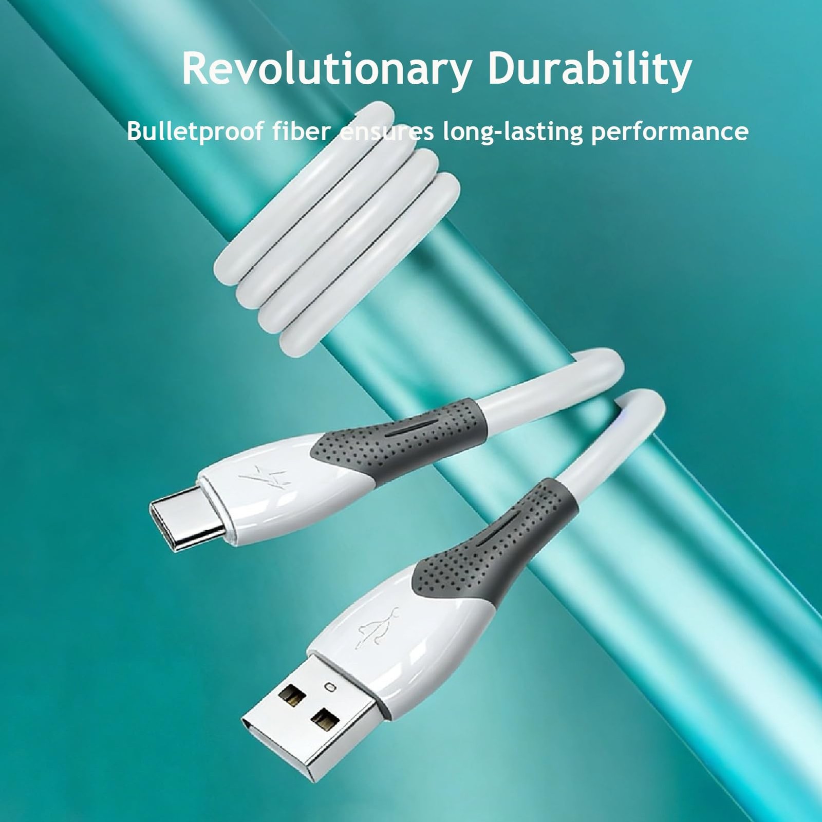 3 ft USB to C Fast Charging Cable 2-Pack, USBA USBC 100W 3FT, white