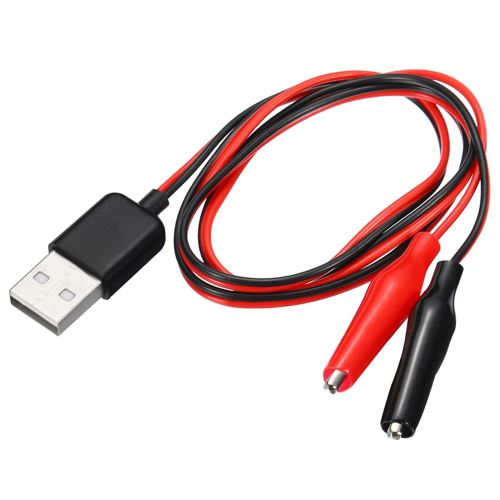 USB Male to Alligator Clips 60cm Test Wire Black, Red 4Pcs
