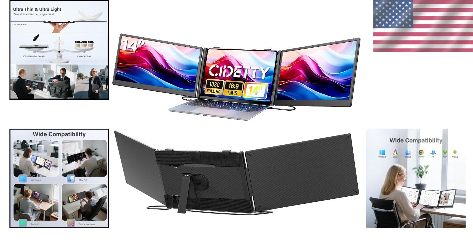 Triple Screen Display for Enhanced Productivity