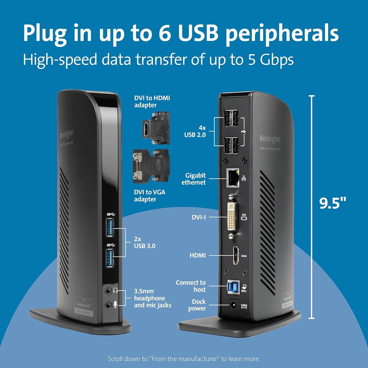 Kensington USB 3.0 Docking Station with Dual DVI/HDMI/VGA Video sd3500v