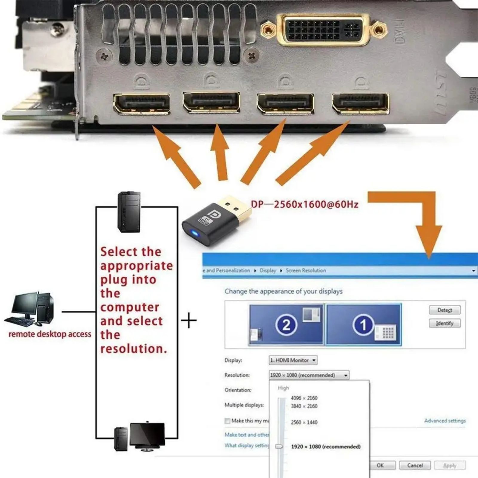 1PC 4K DP DisplayPort Dummy Plug – Virtual Display Adapter for PC Graphics Card