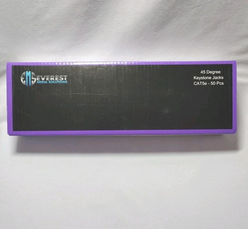 Everest 45° Angled RJ45 Cat5e PURPLE Keystone Jacks 50-Pack Slim Profile Female