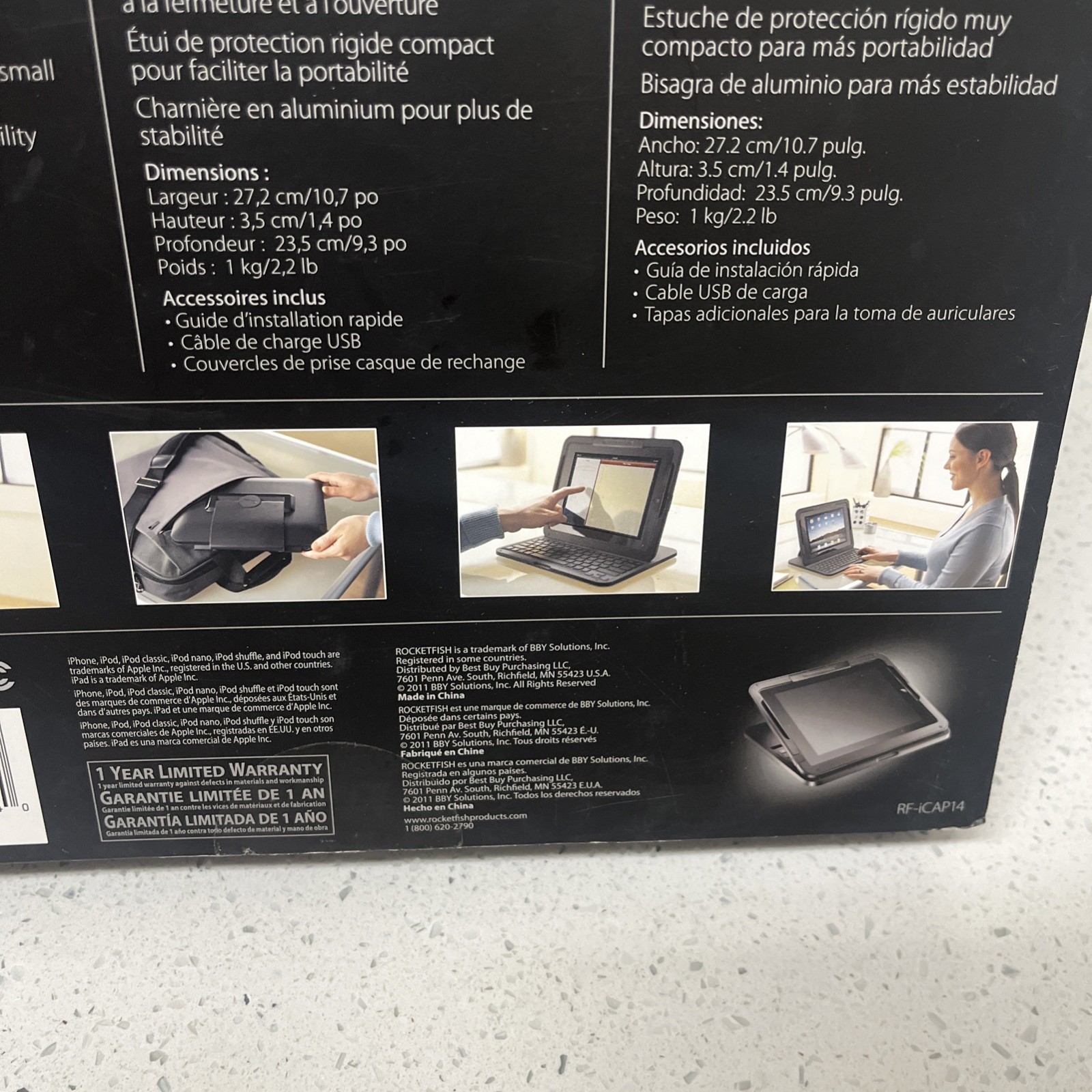 Rocketfish RF-iCAP14 iPad 2 Bluetooth Keyboard Dock Case w/ Stand, Black