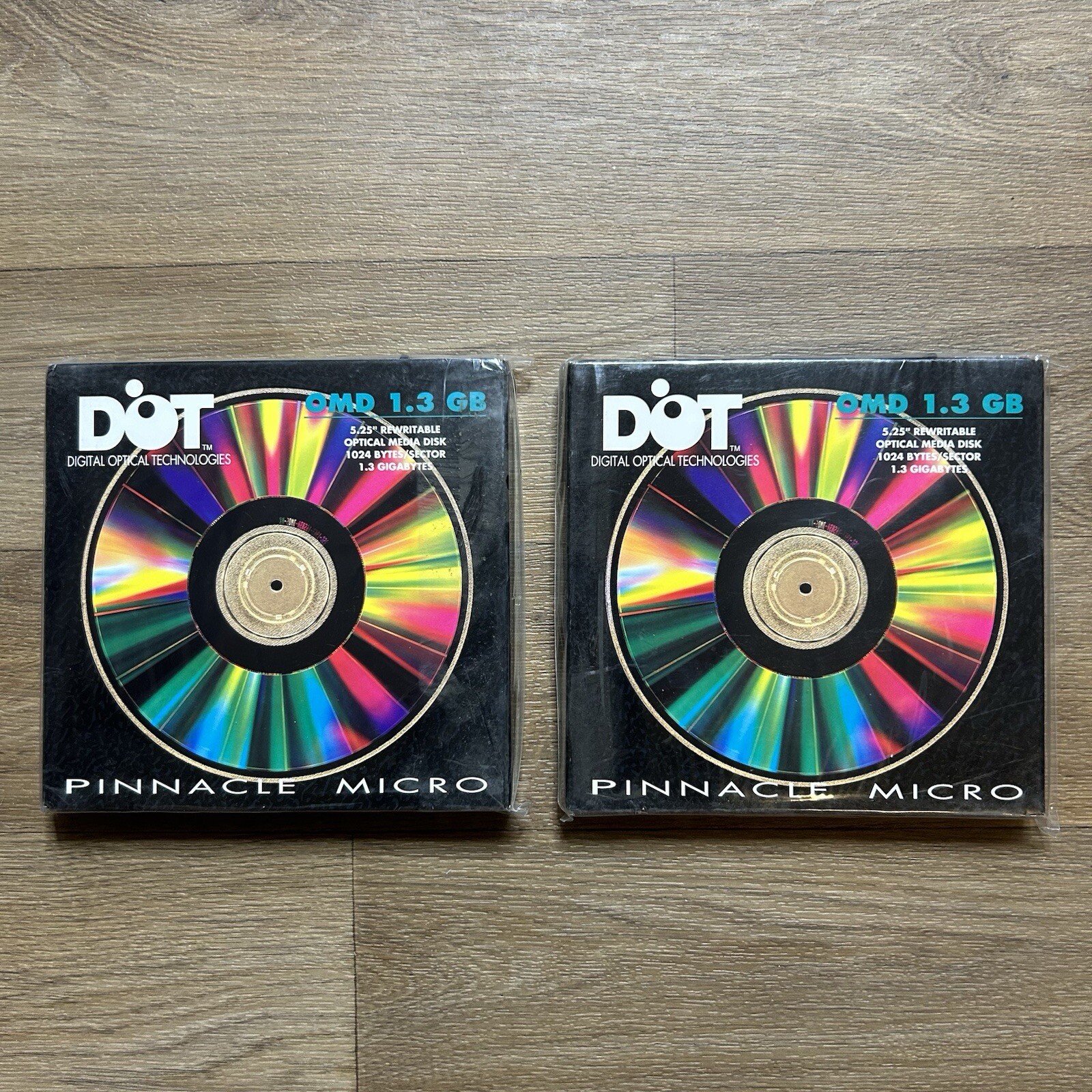 Lot of 2 Pinnacle Micro 5.25 Rewritable Optical Disks 1.3gb 1024 Bytes/ Sector