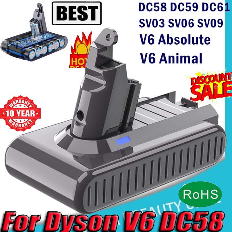 For Dyson Battery V6 21.6V DC58 DC59 Absolute Handheld Cleaner 5500mAh Battery