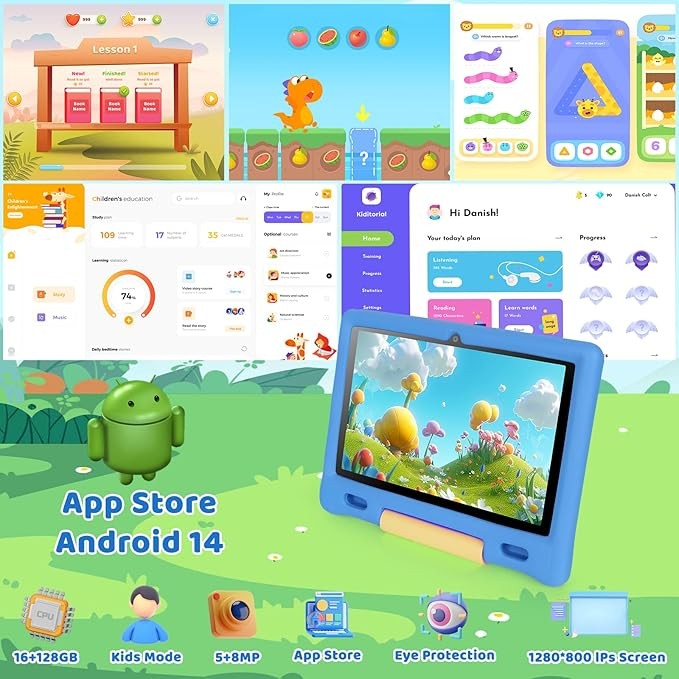Kids Tablet, Android 15 Tablet 7/10 inch Octa-Core 20(3+17)GB RAM 128GB ROM WiFi