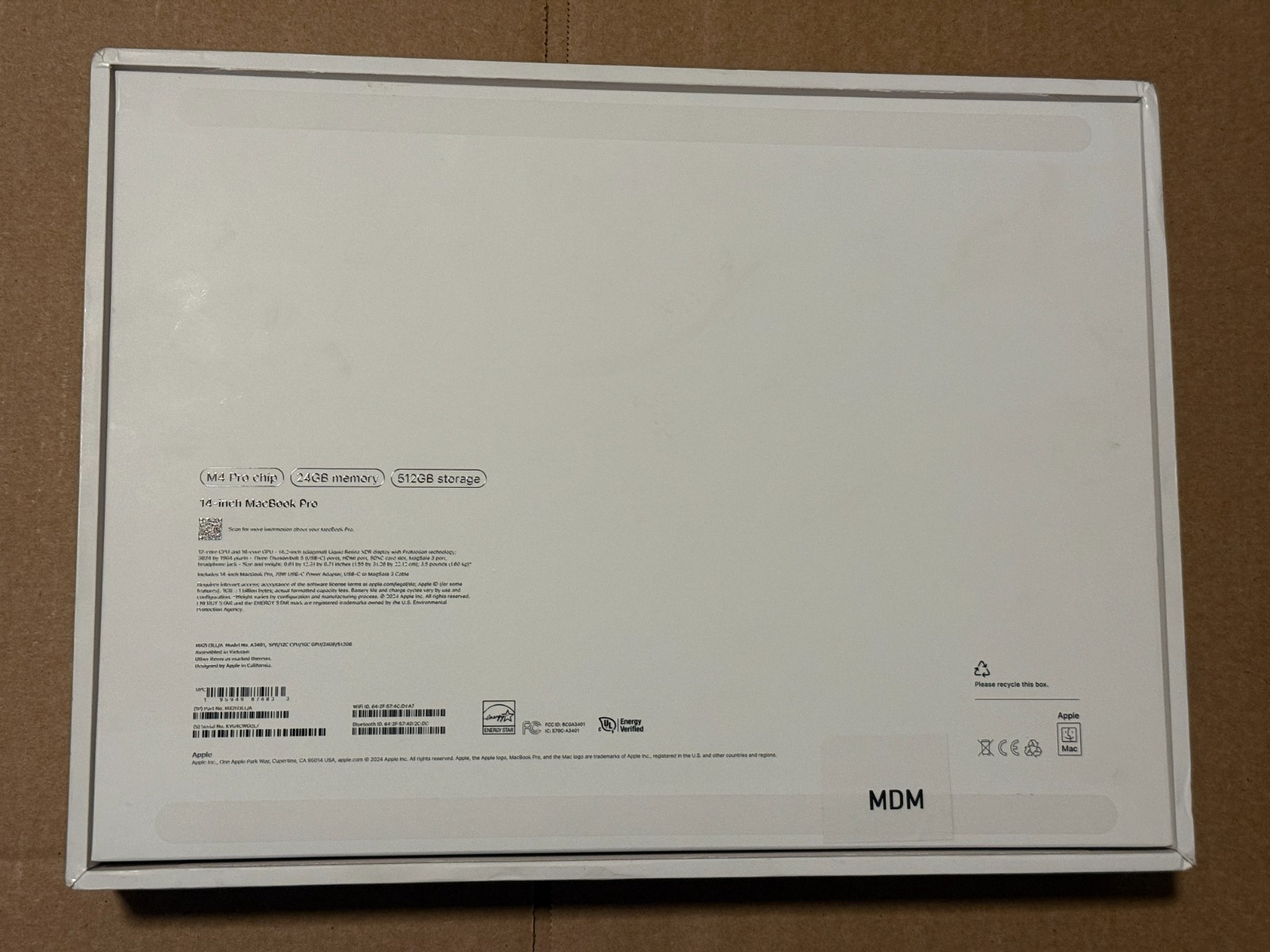Apple MacBook Pro 14-inch M4 Pro 24GB RAM 512GB SSD Space Black MX2H3LL/A MDM