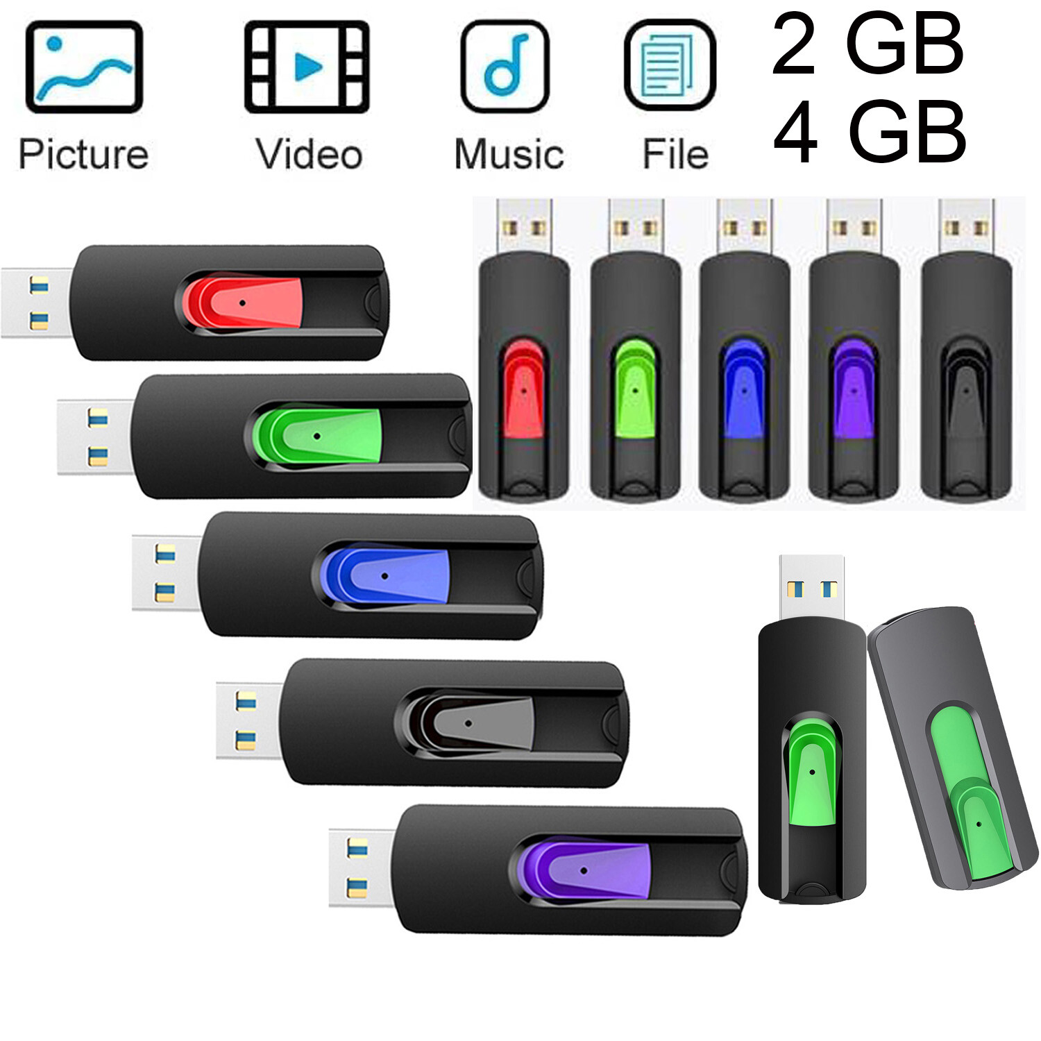 5/10PCS 1GB-64GB USB 2.0 Memory Stick Flash Drive Data Storage Thumb Drives
