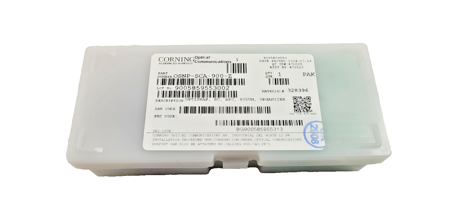 Corning OSNP-SCA-900-Z Fiber Optic Connector SC APC 25 Pack #328396 NEW