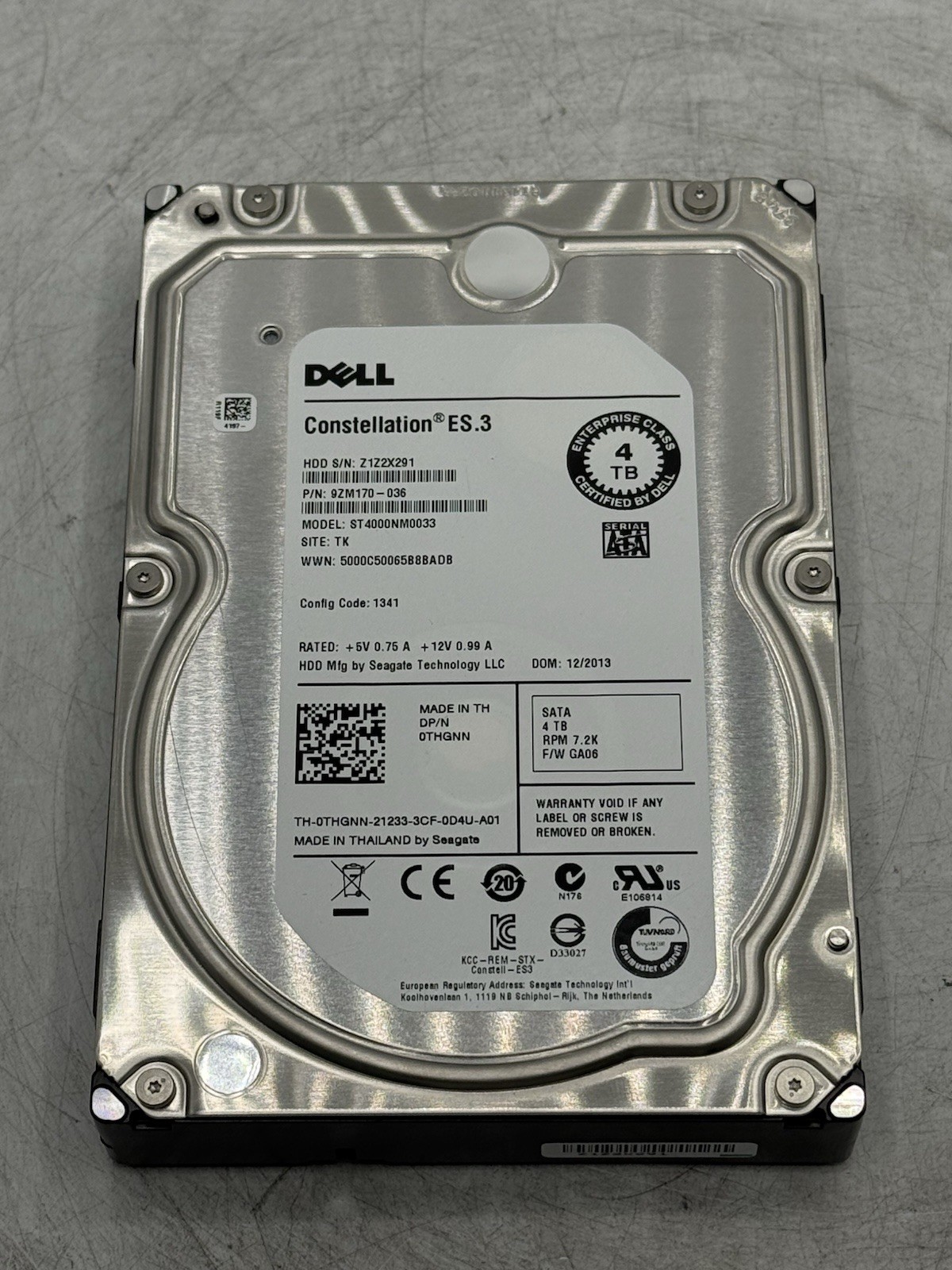Dell Constellation ES.3 4TB 3.5″ SATA Hard Drive ST4000NM0033 7200RPM HDD