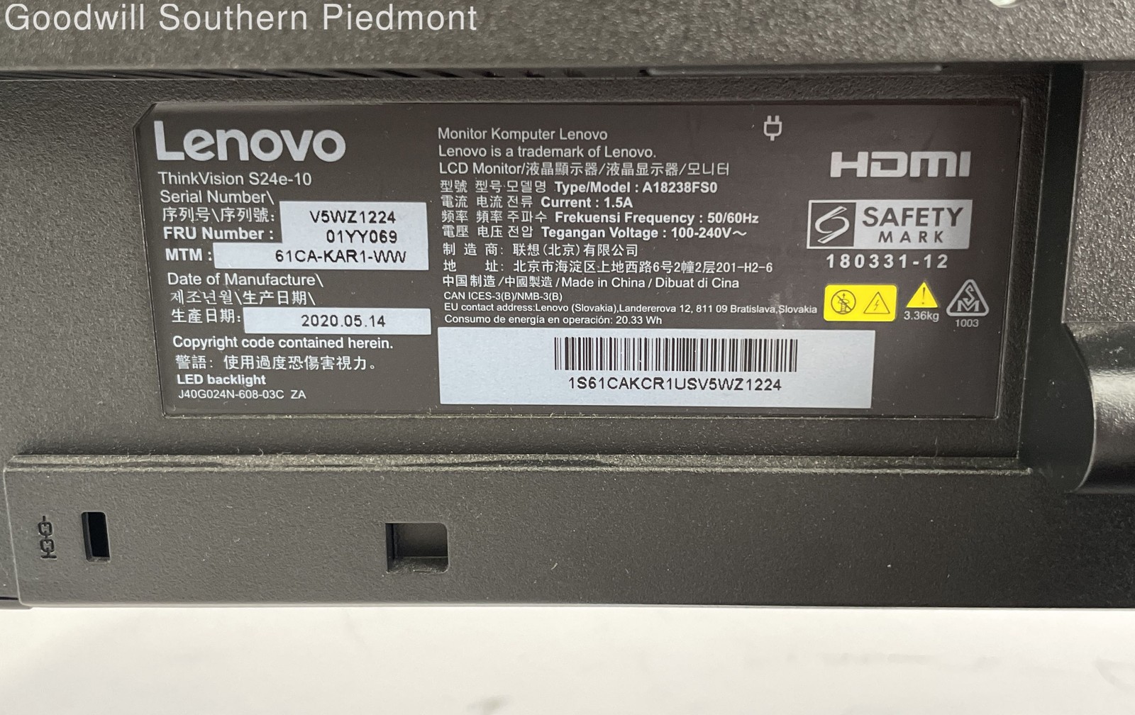 Lenovo ThinkVision S24e-10 23.8″ 1080p HDMI VGA VA LED Computer Monitor – Tested