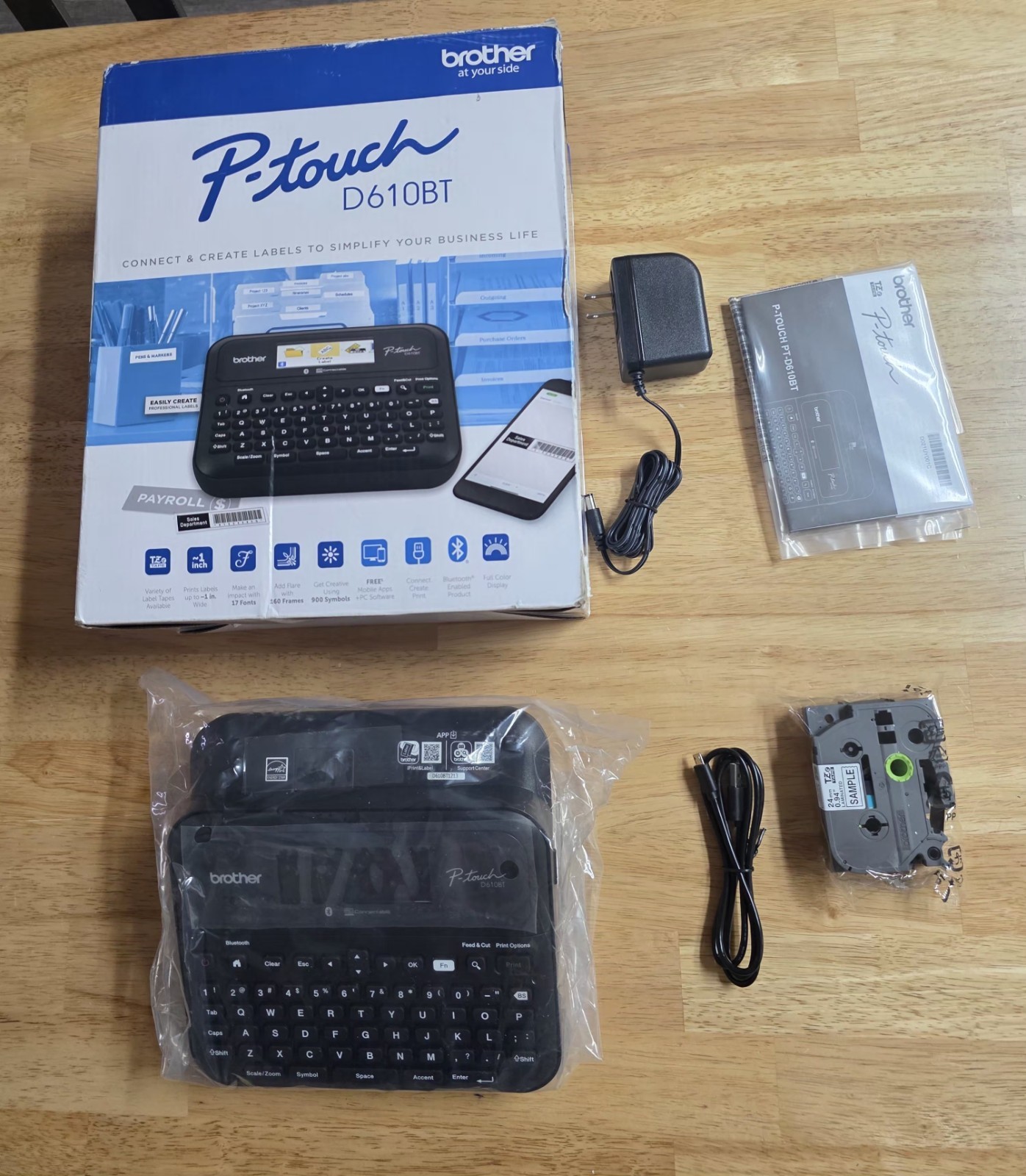 Brother P-touch Desktop Non-Thermal Label Maker with Bluetooth Black (PT-D610BT)