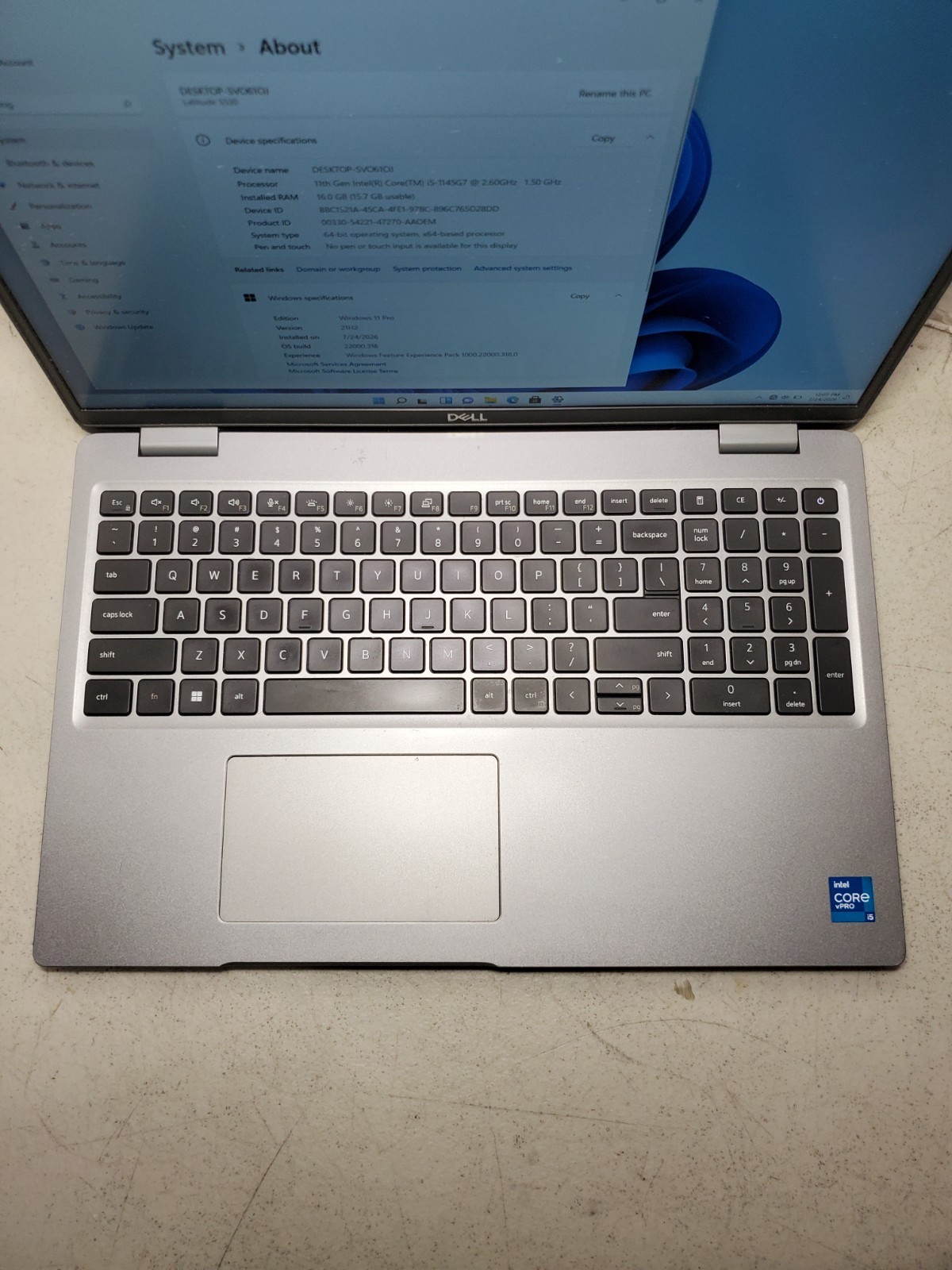 DELL LATITUDE 5520 15.6″ Laptop i5-1145G7 2.6GHz 16GB RAM 256GB SSD Win11 #69