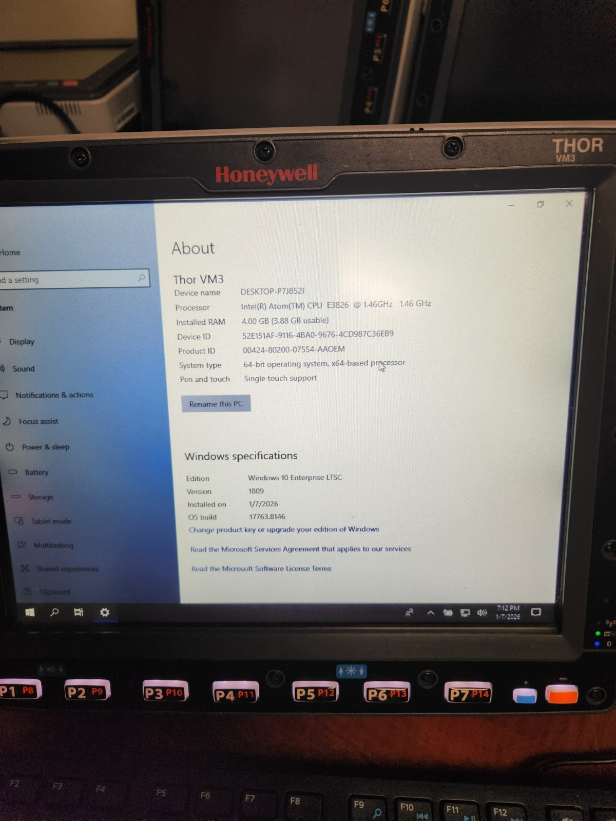 Honeywell Thor VM3 Atom E3826 1.46GHz 4GB RAM Vehicle Mount Computer Win10 LTSC