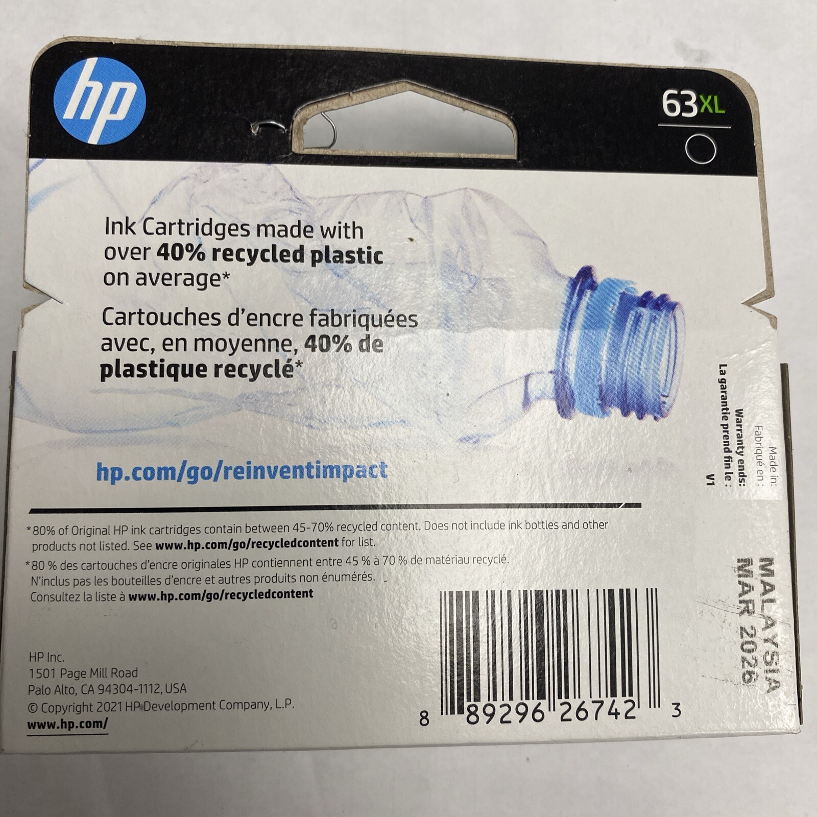 Original HP 63XL High Yield Black Ink Cartrdge Dated 2026 NEW 63 XL