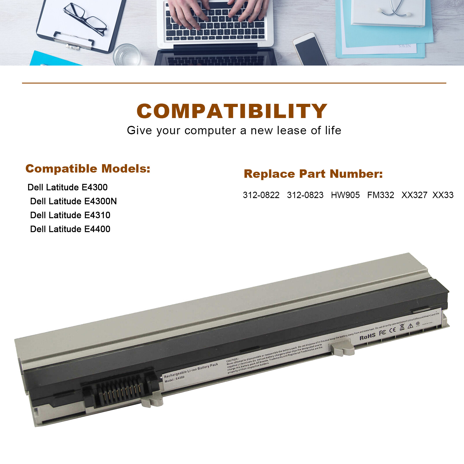 Battery for Dell Latitude E4300 E4310 XX337 312-0822 312-0823 0FX8X FM332 HW905