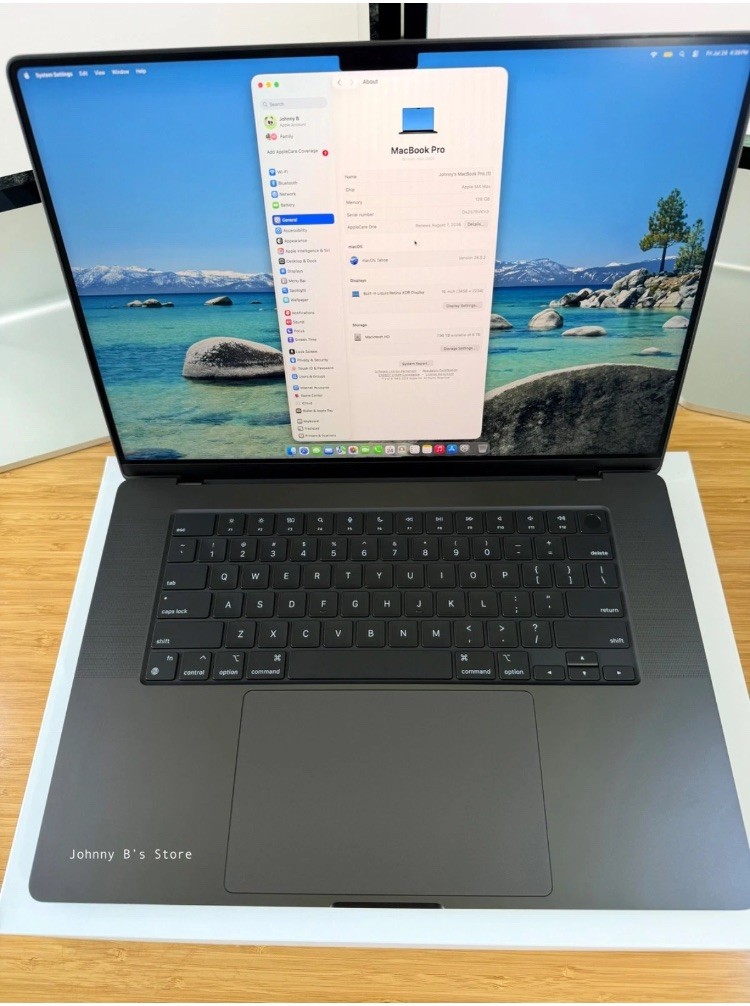 MacBook Pro 16″ NANO, M4 Max, 40c GPU, 128GB, 8TB, Space Black – AppleCare