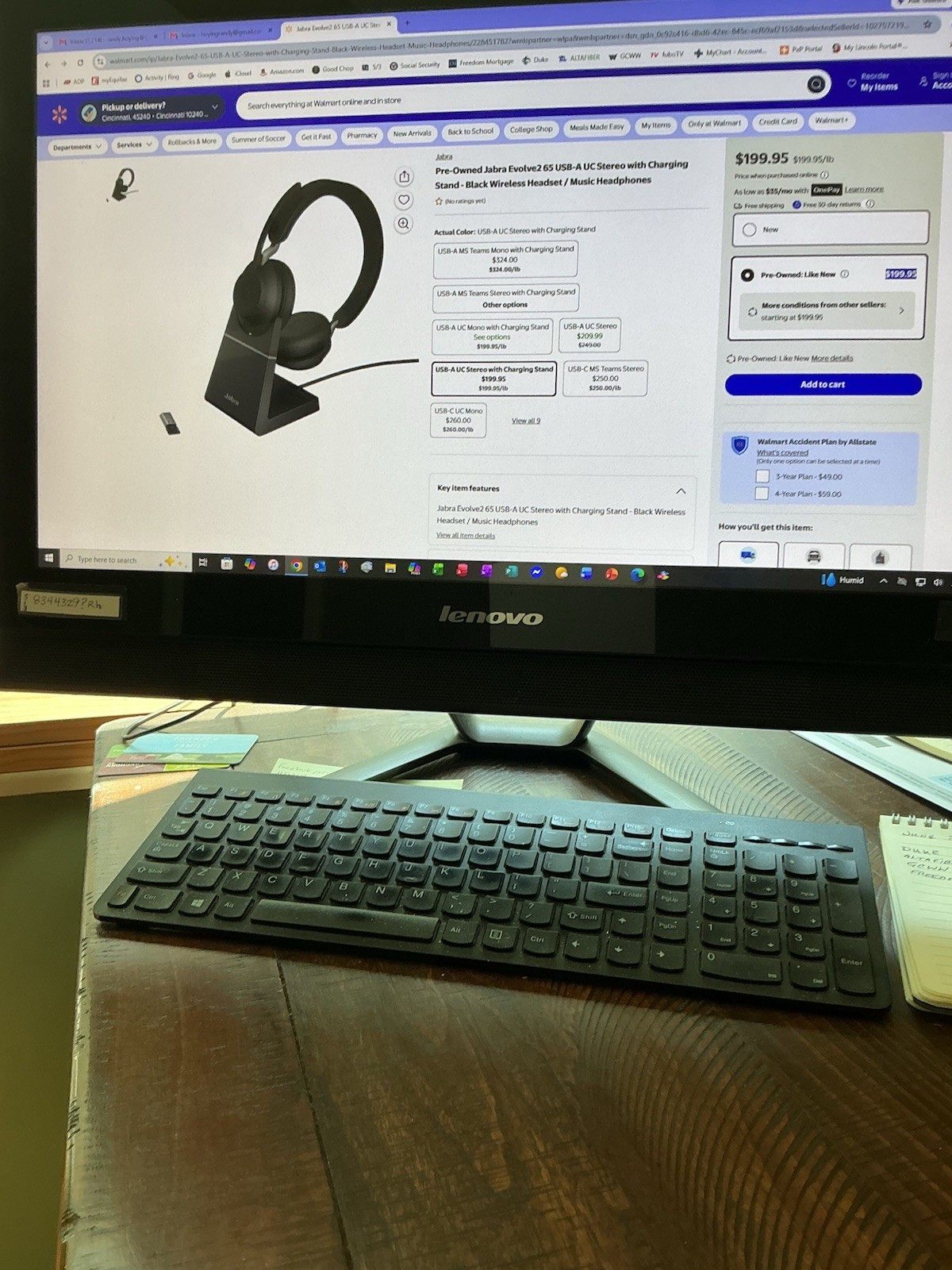 Jabra Evolve2 65 Bluetooth Wireless Headset USB Dongle Charging Stand Black