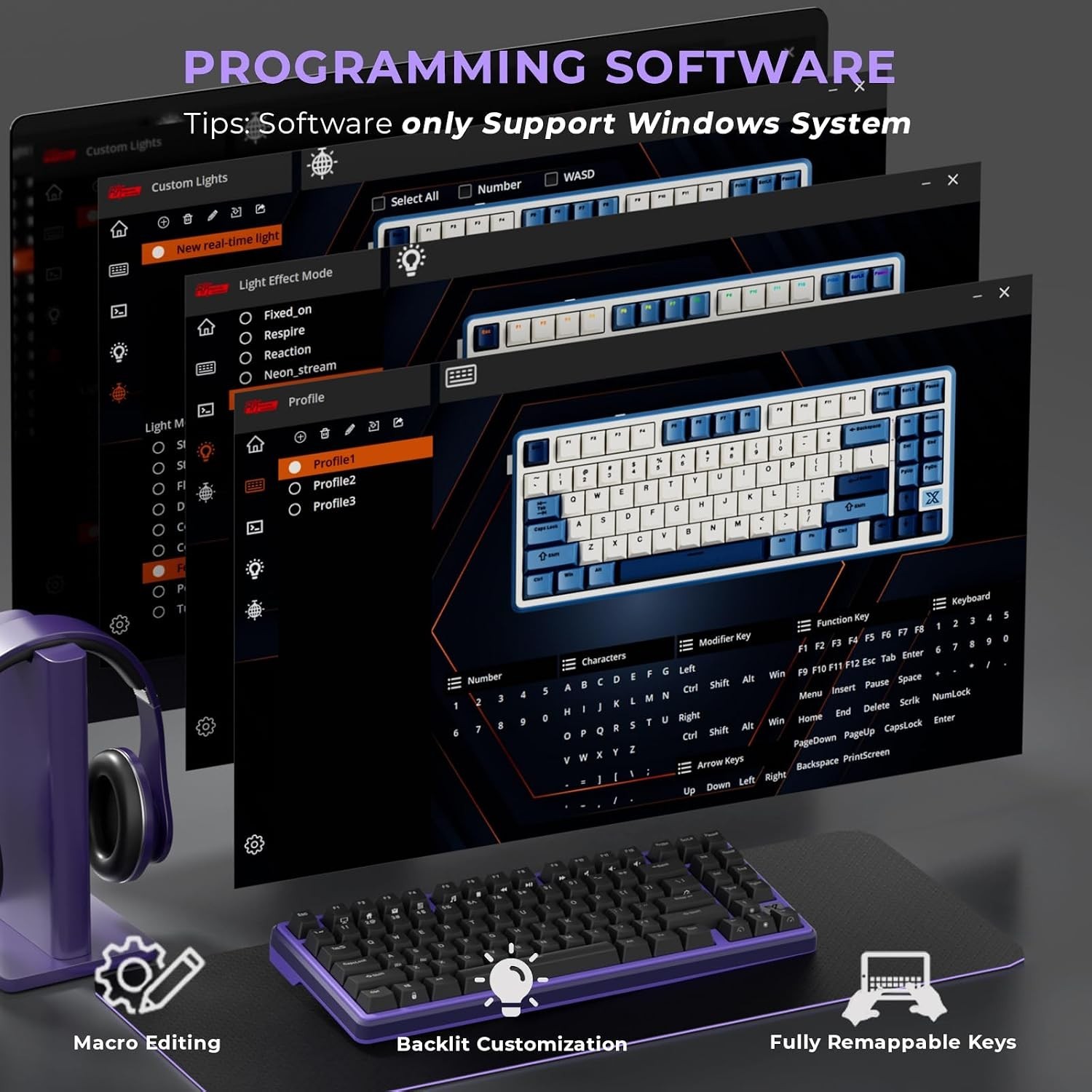 X87 75% Compact Mechanical Keyboard: Hot-Swappable, Ice-Blue Backlight Design
