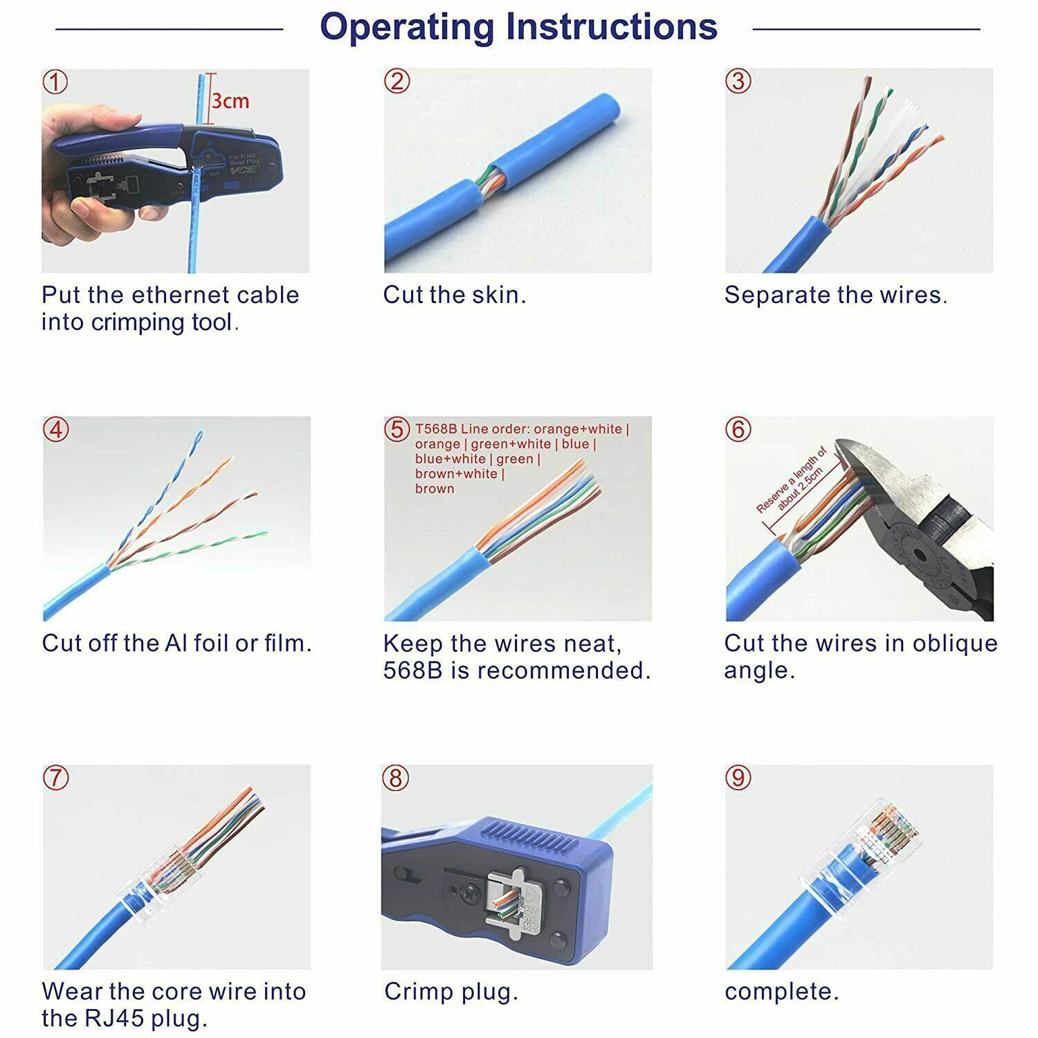 1000x RJ45 Pass Through Modular Plug Network Cable Connector End CAT6 CAT5 Lot